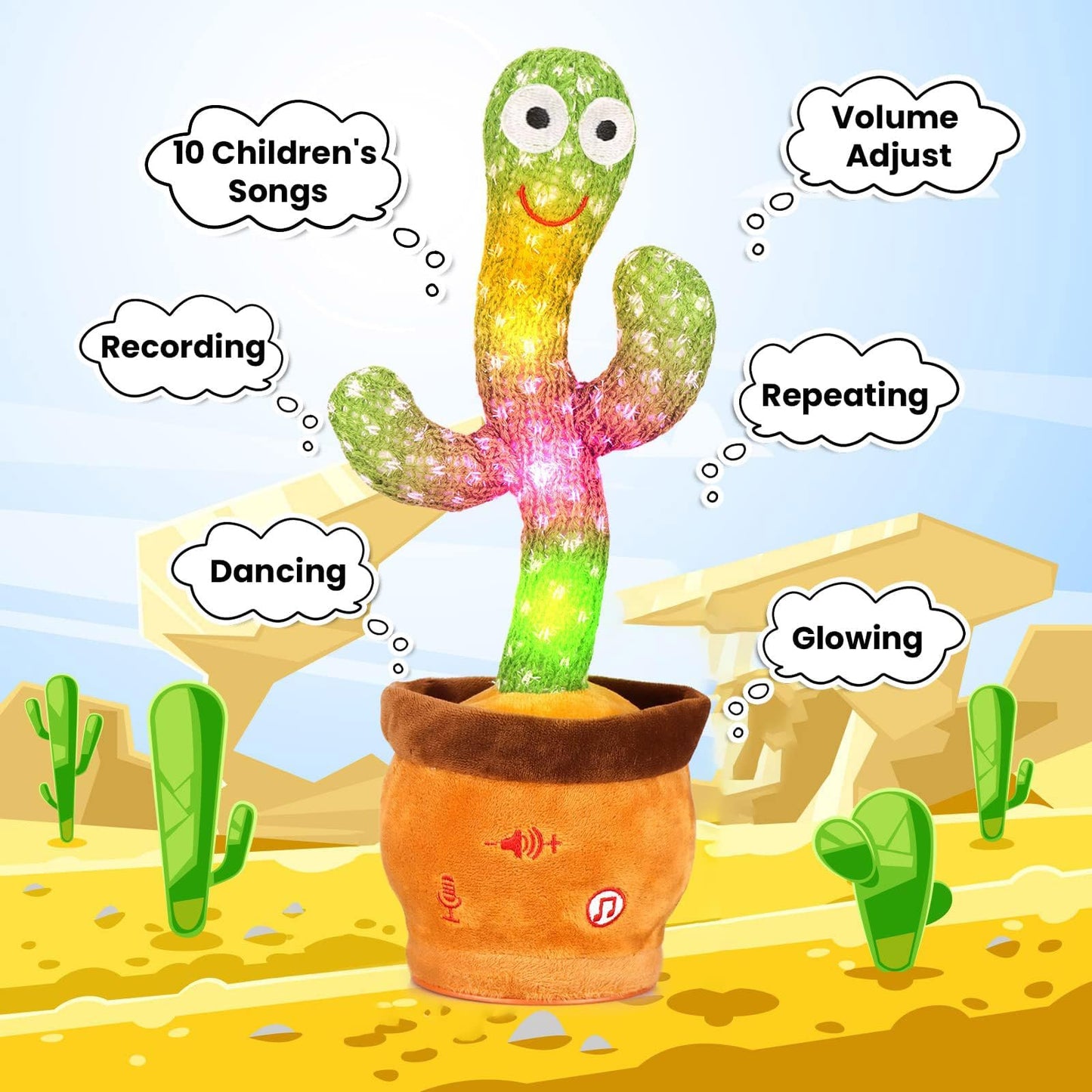 MILEGI Volume Adjustable Dancing Talking Cactus – Interactive Toddler Toy