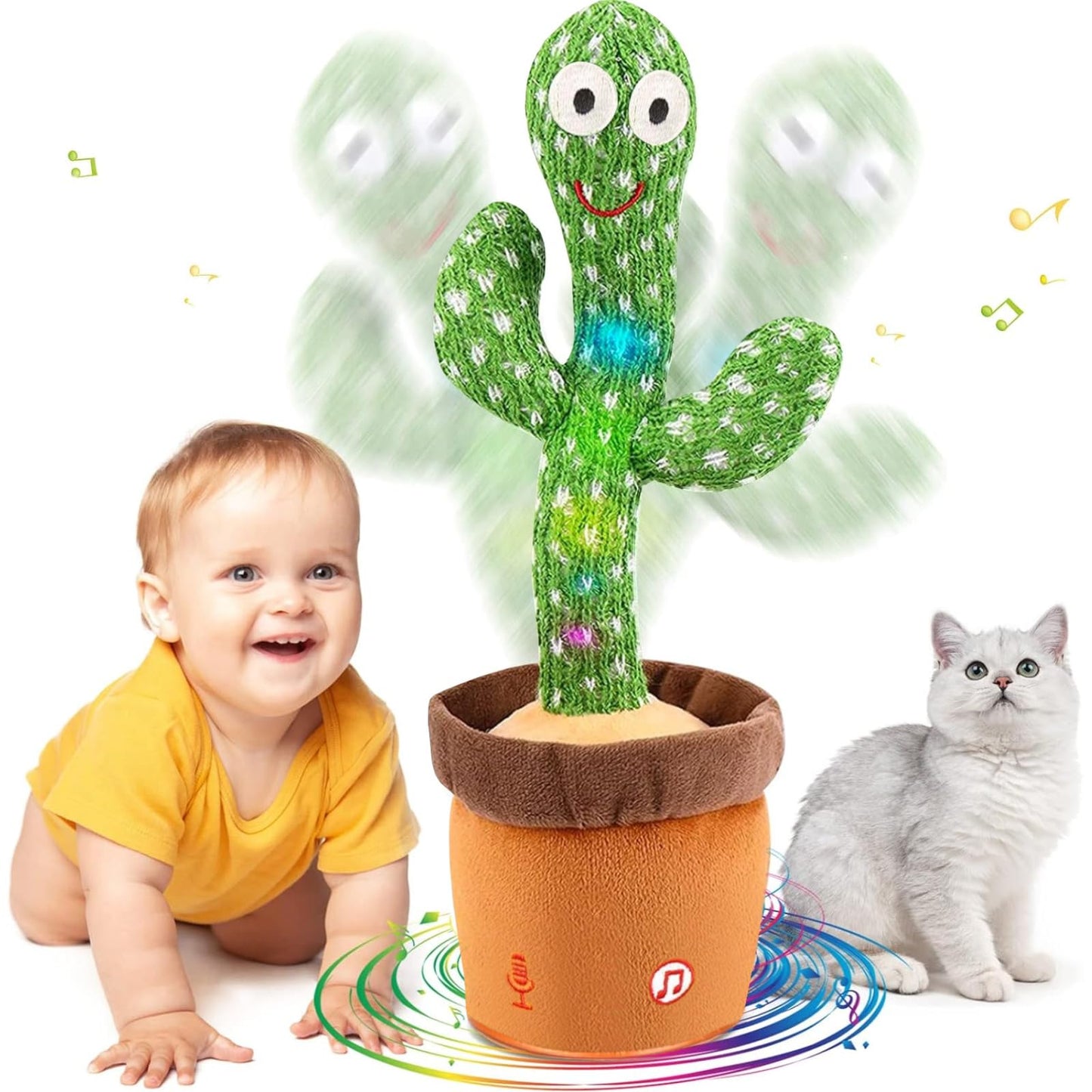 MILEGI Dancing Talking Cactus Baby Toy – Sing, Dance, Record 15s, LED