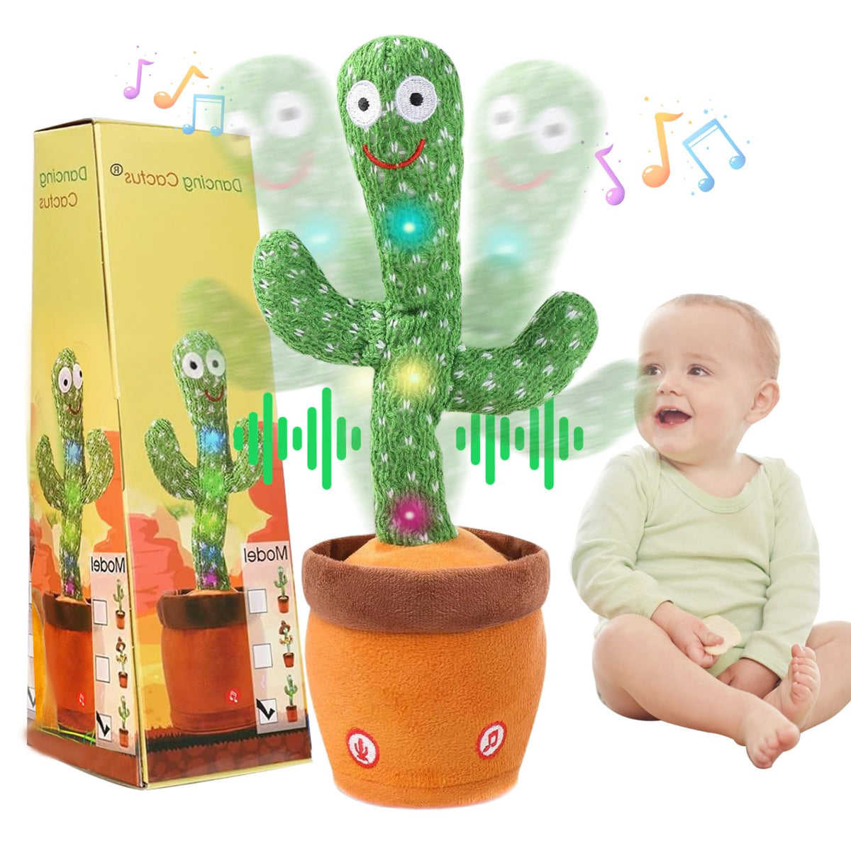 MILEGI Dancing Talking Cactus Baby Toy – Interactive Singing Plush for Toddlers