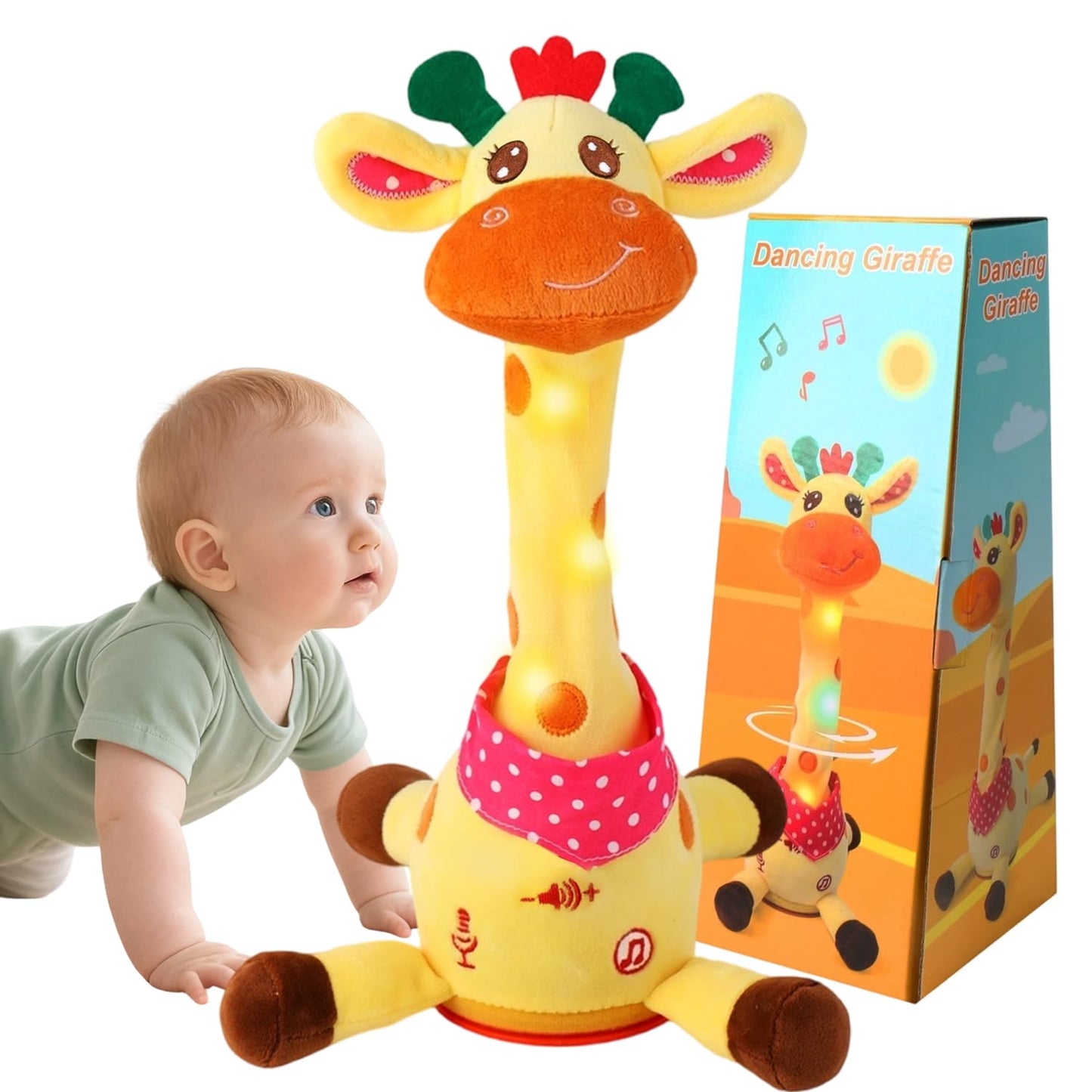 MILEGI Dancing Talking Giraffe Toy – Light-Up Plush with 10 Songs & Volume Control