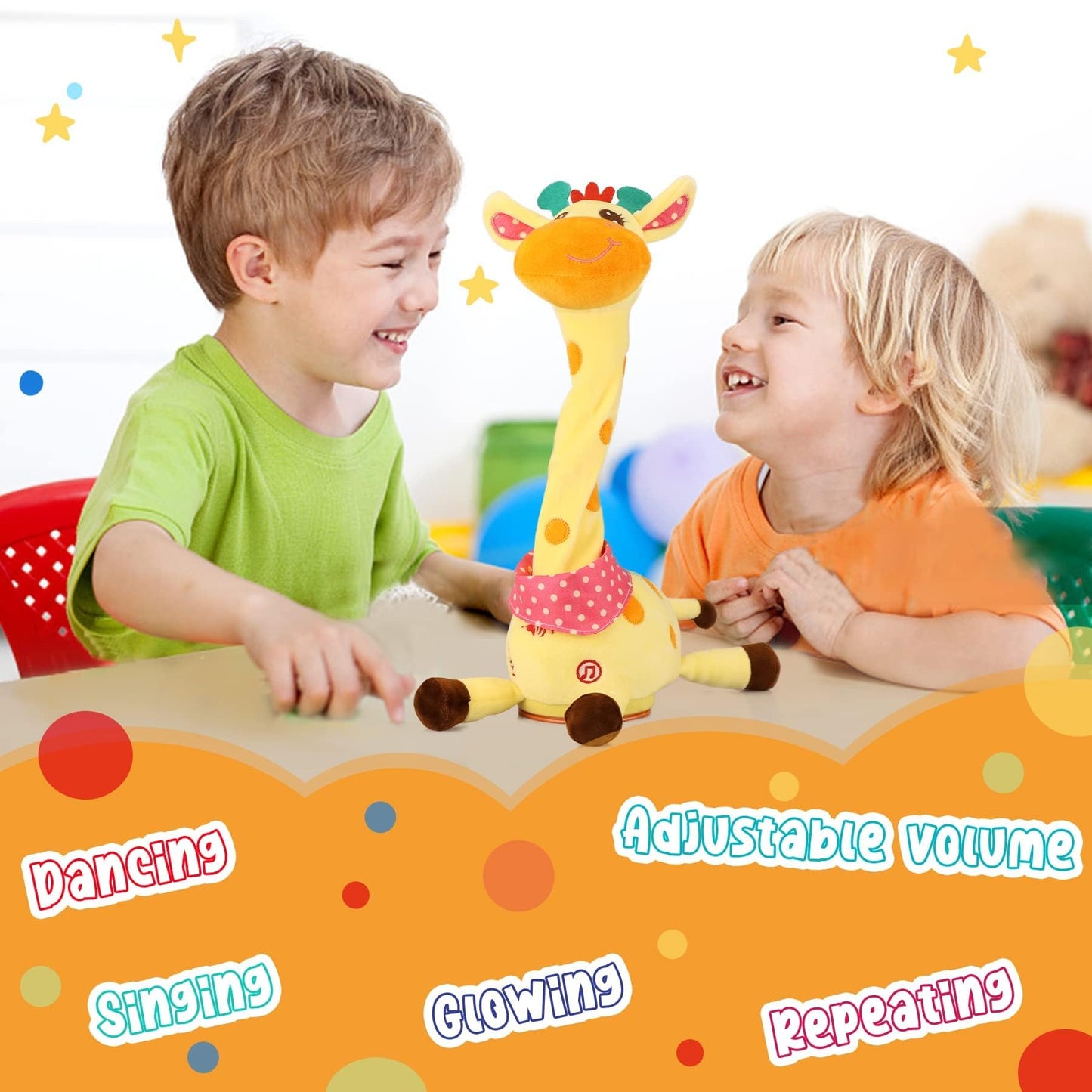 MILEGI Dancing Talking Giraffe Toy – Light-Up Plush with 10 Songs & Volume Control