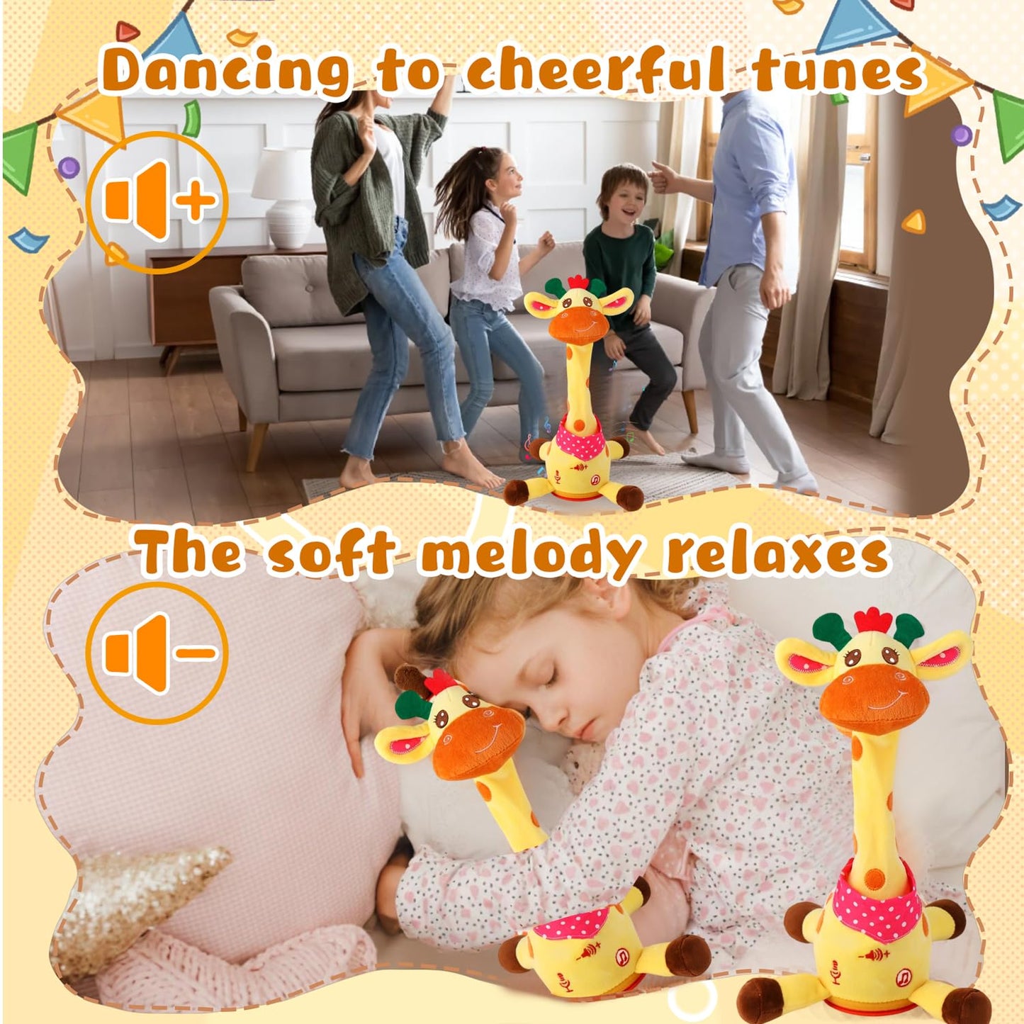 MILEGI Dancing Talking Giraffe Toy – Light-Up Plush with 10 Songs & Volume Control
