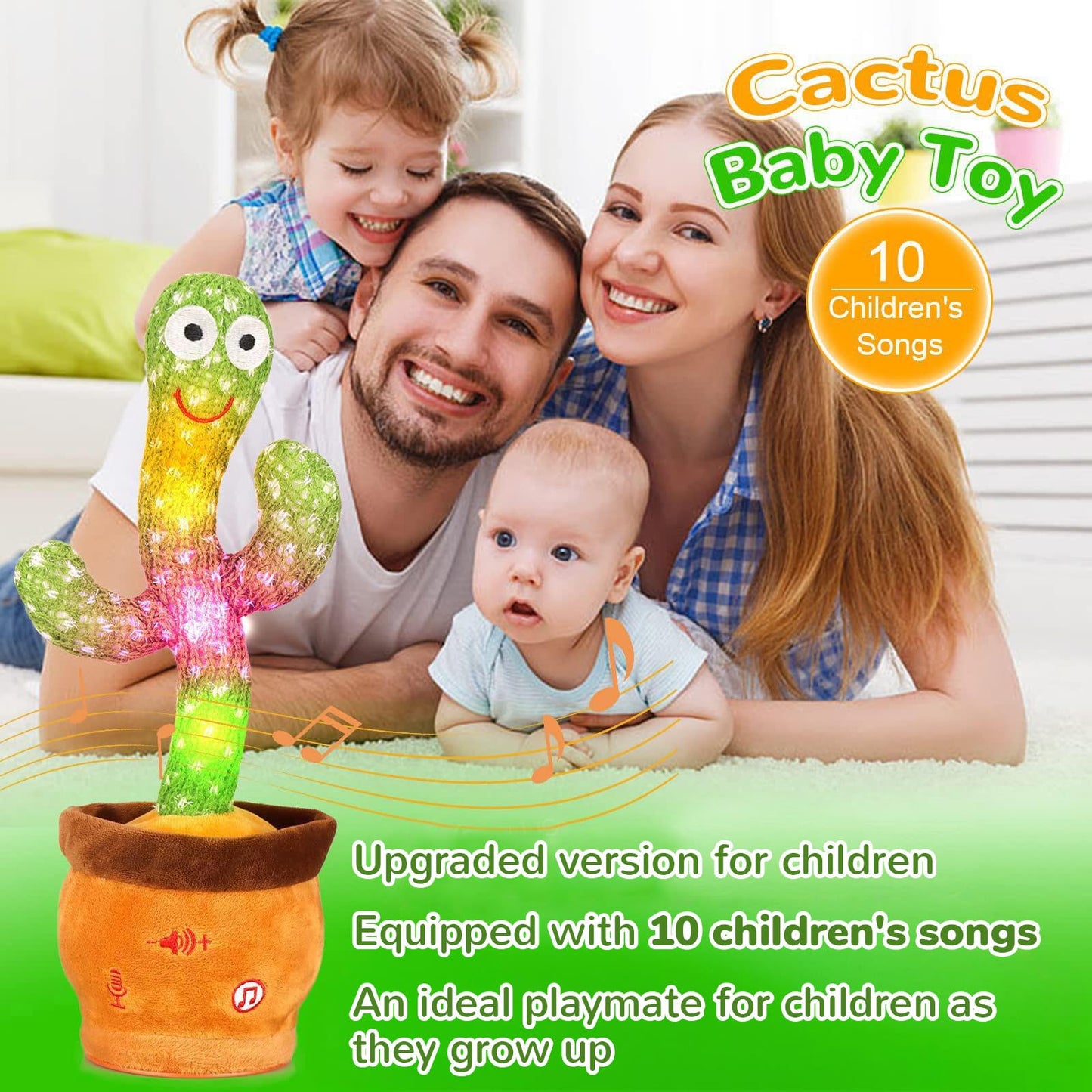 MILEGI Volume Adjustable Dancing Talking Cactus – Interactive Toddler Toy