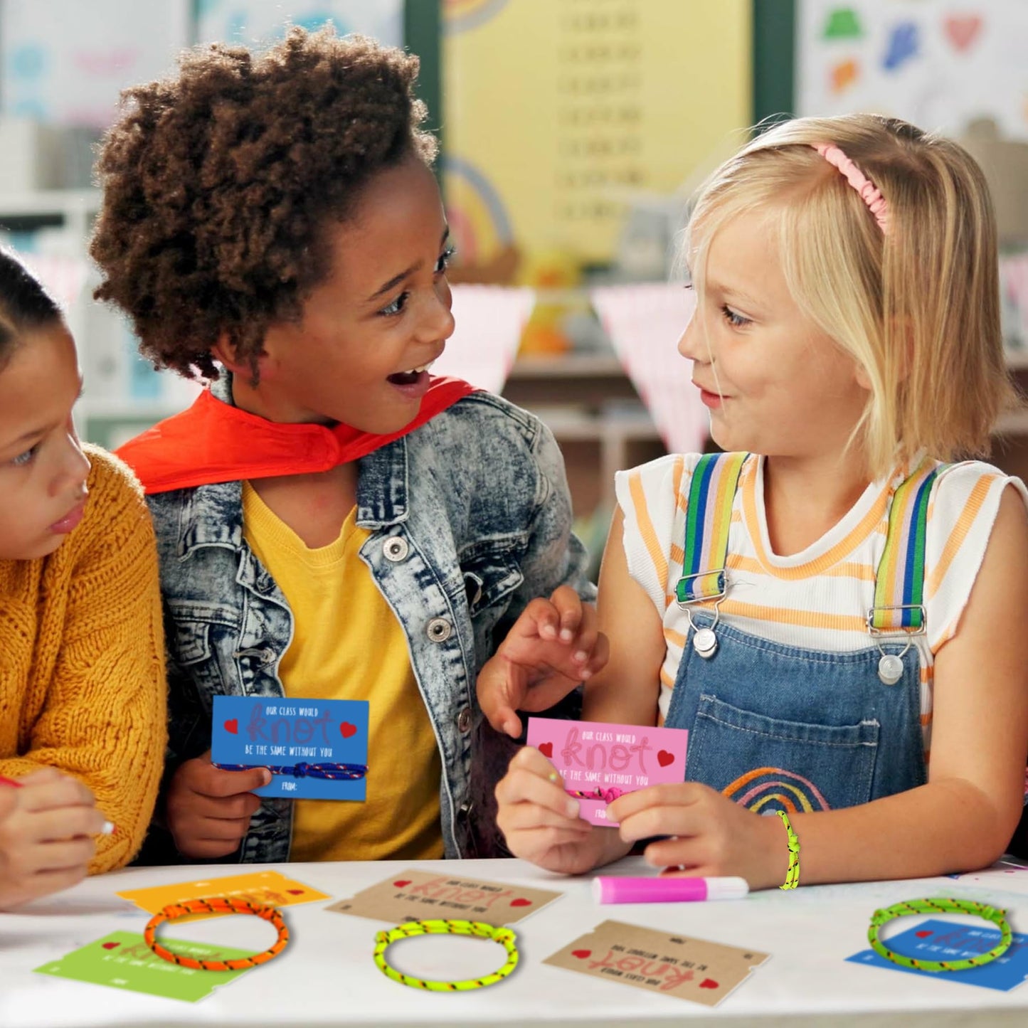 Milianquill Valentines: 30-Pack Knot Bracelets & Cards for Classroom from Teacher to Student