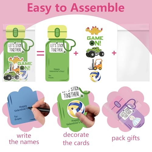 Milianquill Valentines Water Bottle Cards Kit – 48 Cards & 240 Stickers