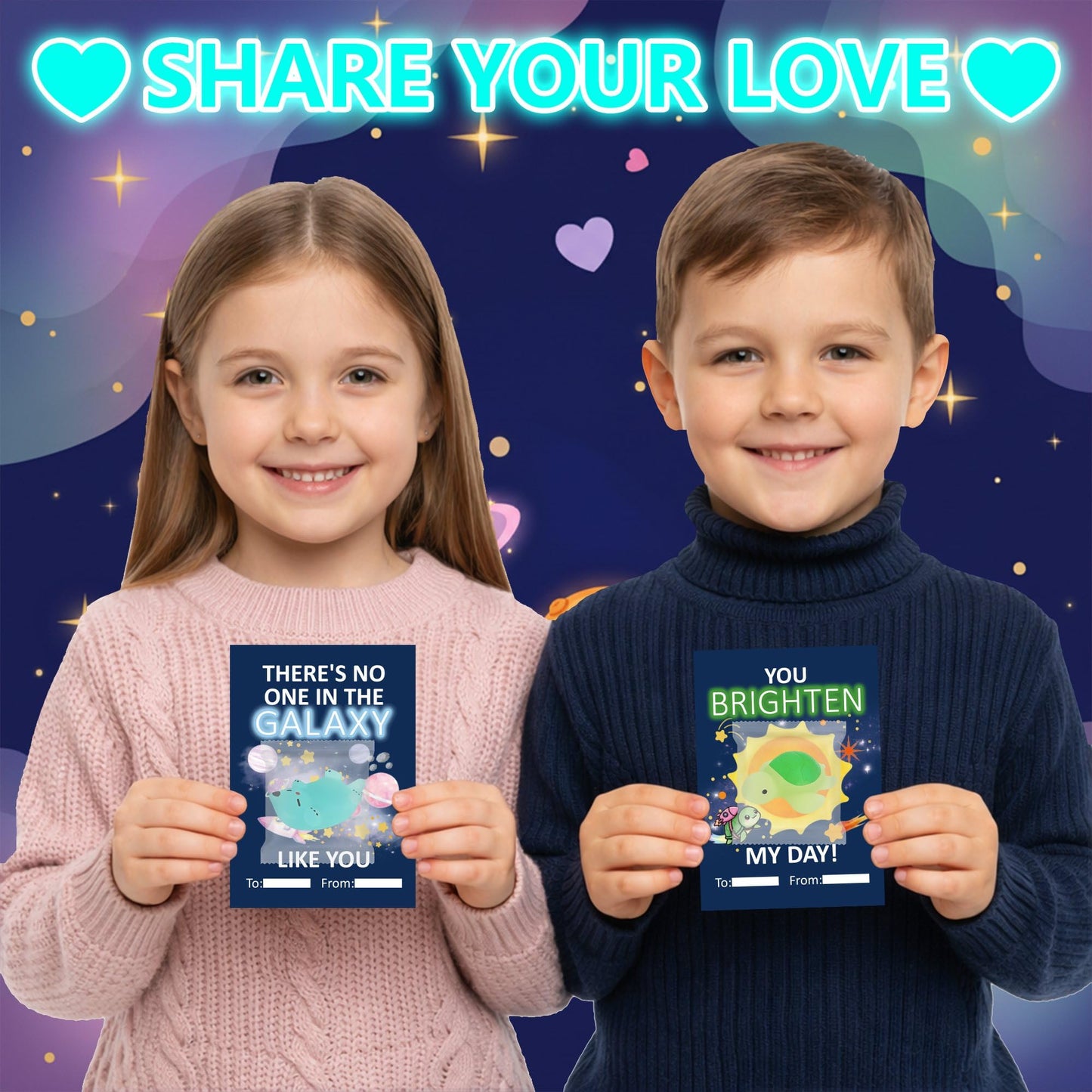 Milianquill Valentine Day Cards for Kids Classroom – 30 Mochi Squishy Valentines, Glow-in-the-Dark Favors