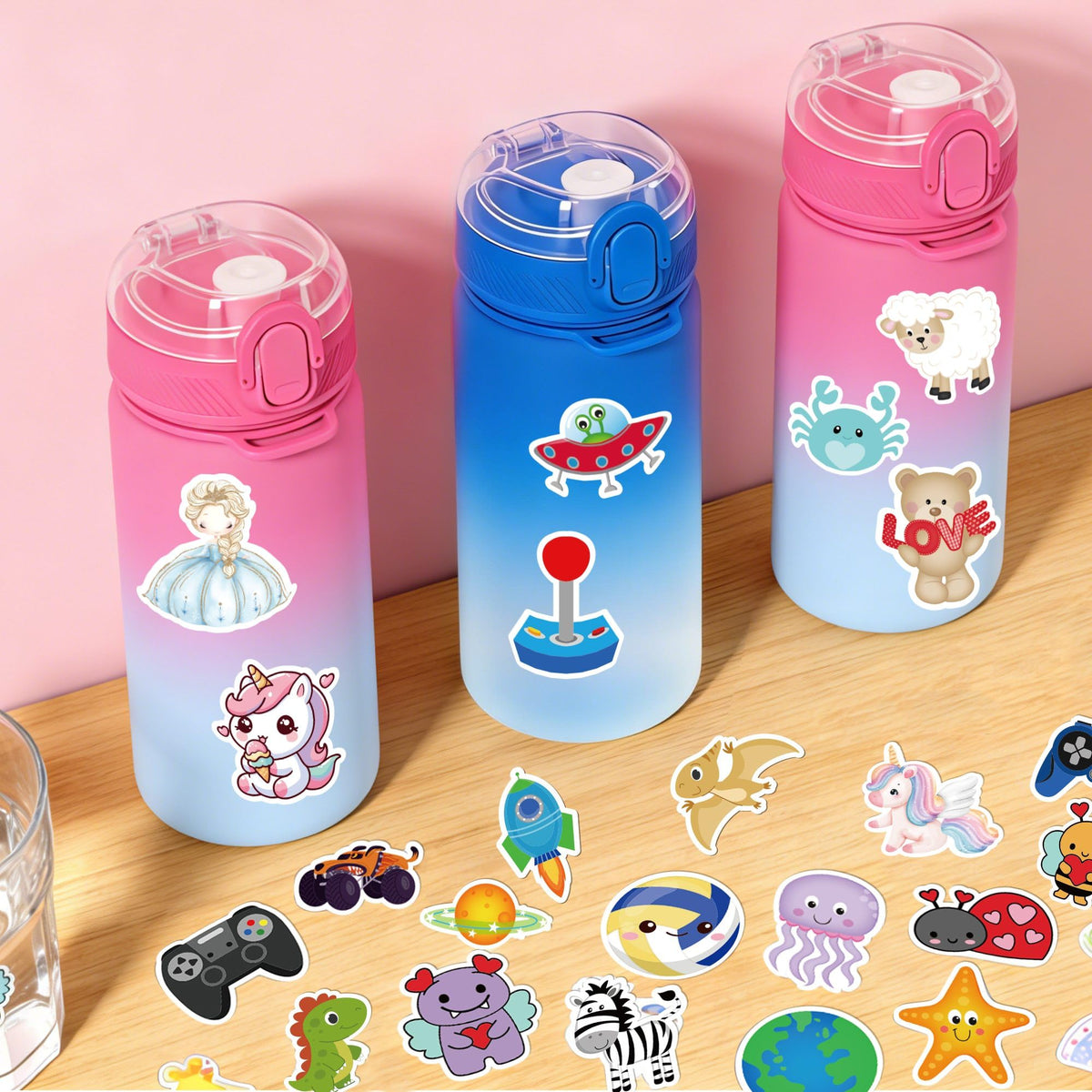 Milianquill Valentines Water Bottle Cards Kit – 48 Cards & 240 Stickers