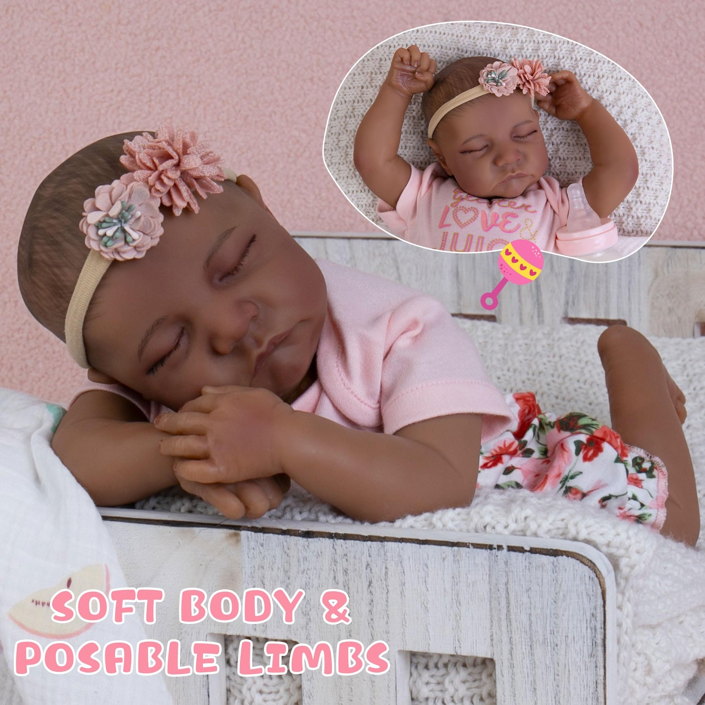 Milidool Lifelike 18-Inch Reborn Baby Doll Girl with Complete Gift Set