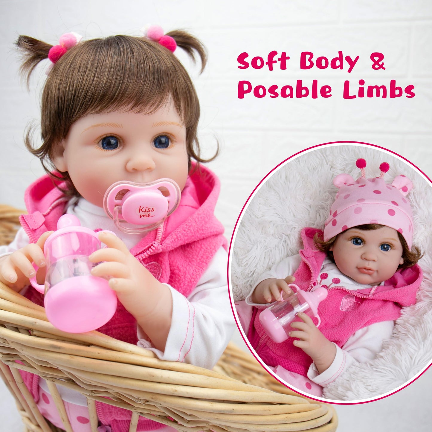 Milidool Lifelike 22-Inch Reborn Baby Doll Girl – Weighted Soft Body with 7-Piece Gift Set