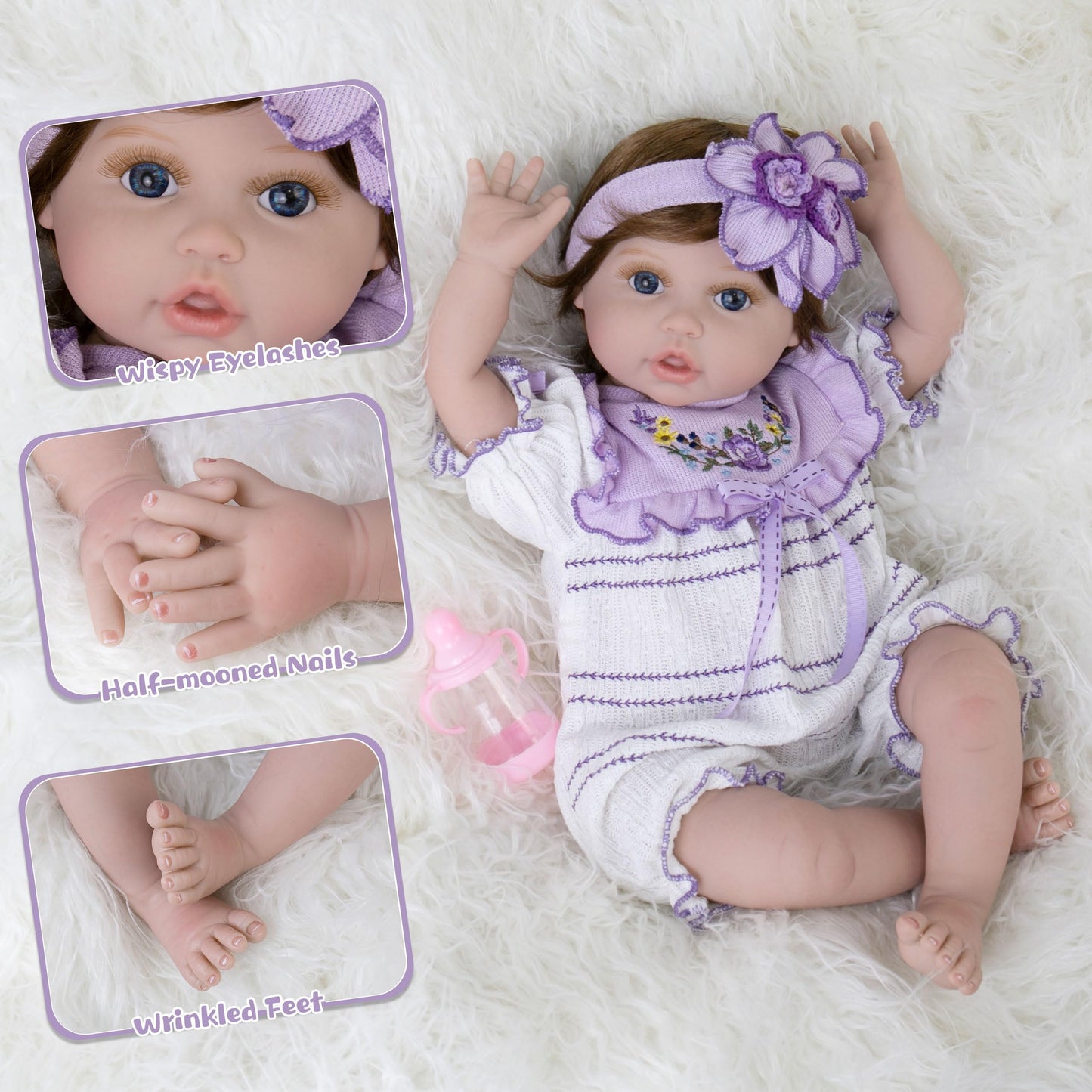 Milidool Lifelike Reborn Baby Dolls - 22-Inch Realistic Baby Girl with Complete Accessories