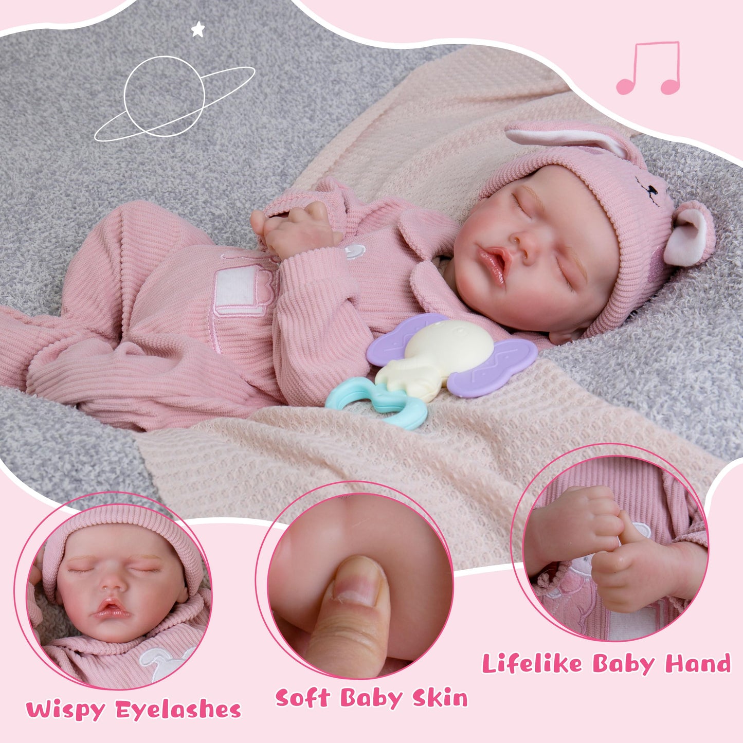 Milidool Lifelike Reborn Baby Dolls – 18-Inch Realistic Poseable Newborn Girl with Gift Box