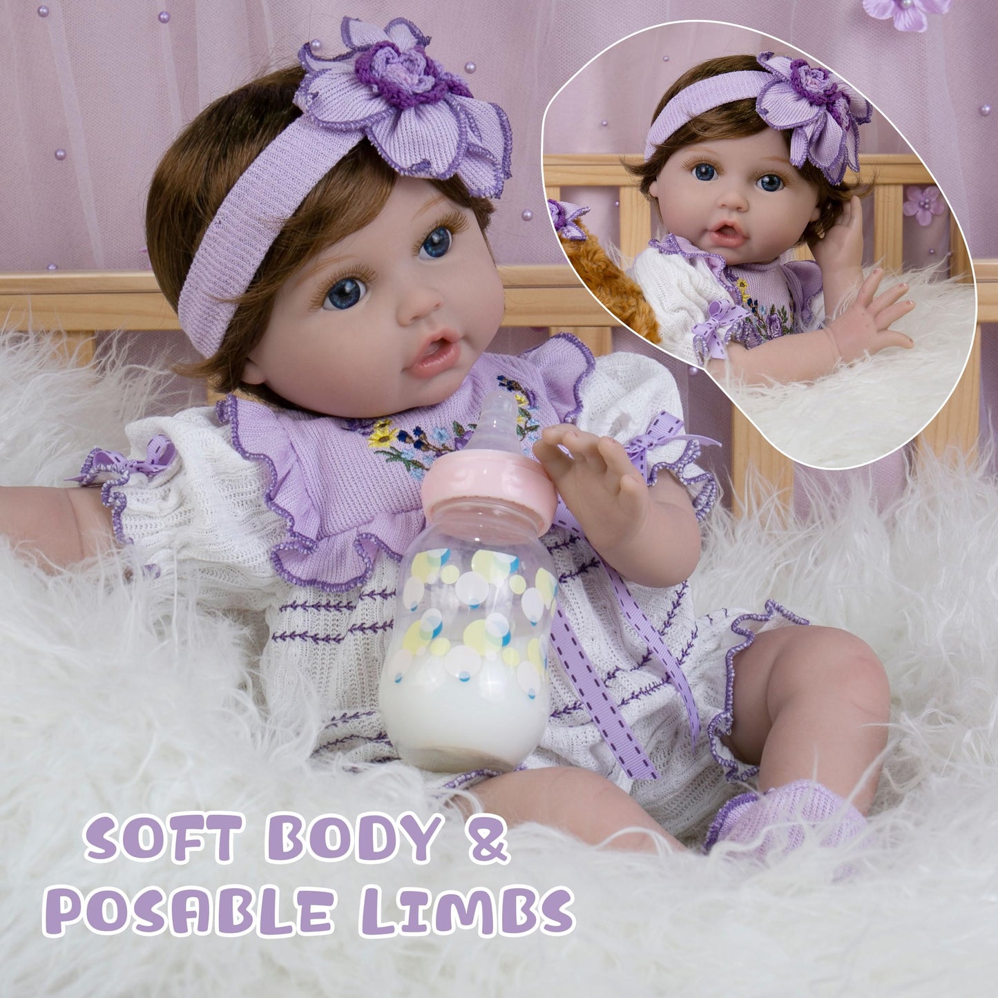 Milidool Lifelike Reborn Baby Dolls - 22-Inch Realistic Baby Girl with Complete Accessories