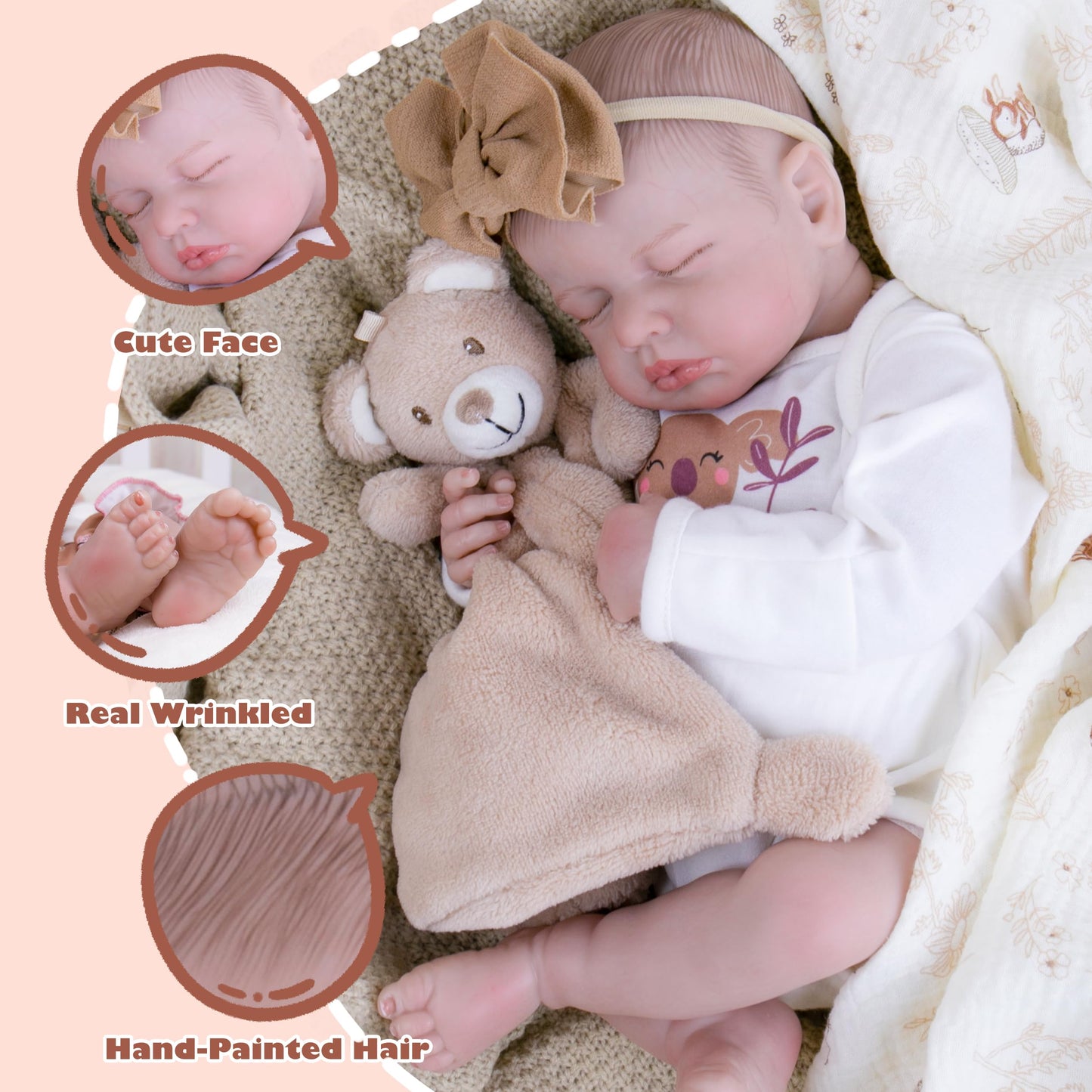 Milidool Lifelike Reborn Baby Doll - 20-Inch Realistic Newborn with Soft Cloth Body and Accessories