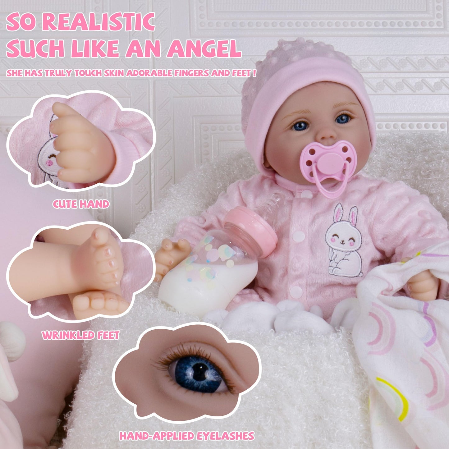 Milidool Reborn Baby Doll 18in – Lifelike Realistic Newborn Girl with Complete Accessories