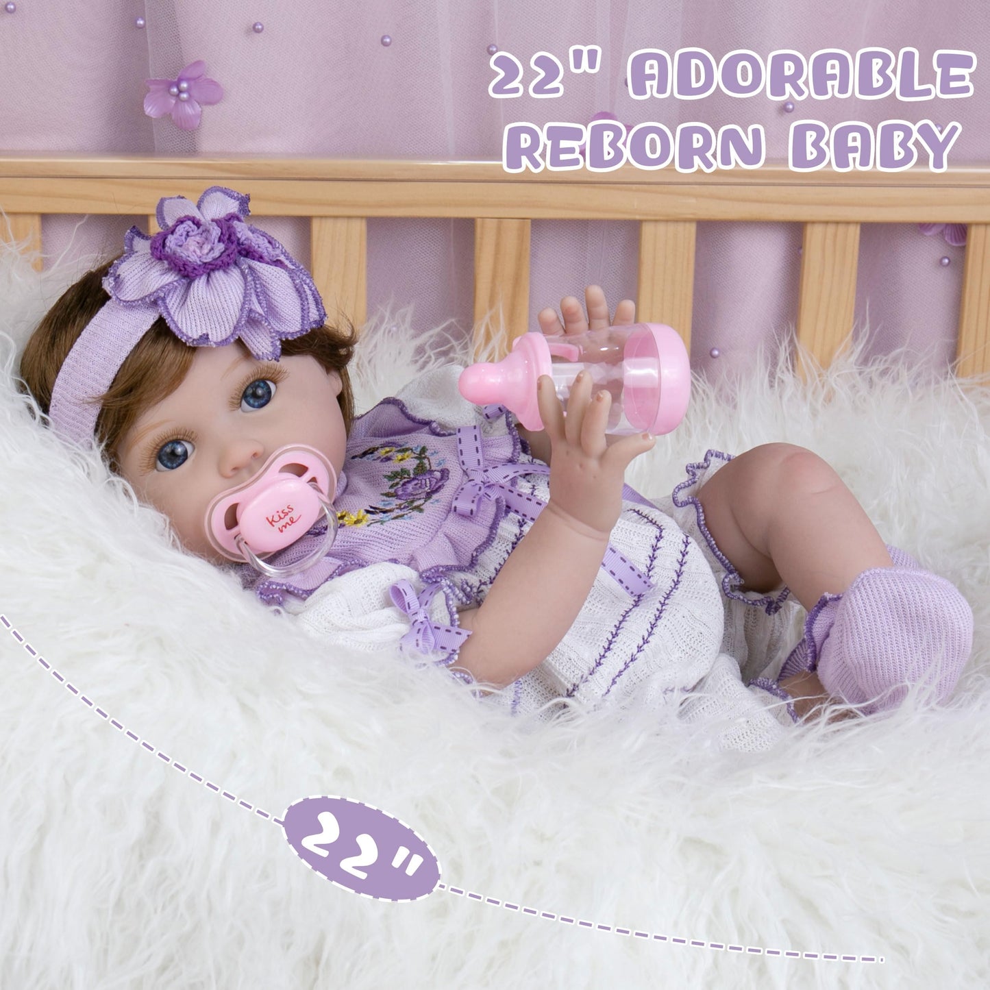 Milidool Lifelike Reborn Baby Dolls - 22-Inch Realistic Baby Girl with Complete Accessories
