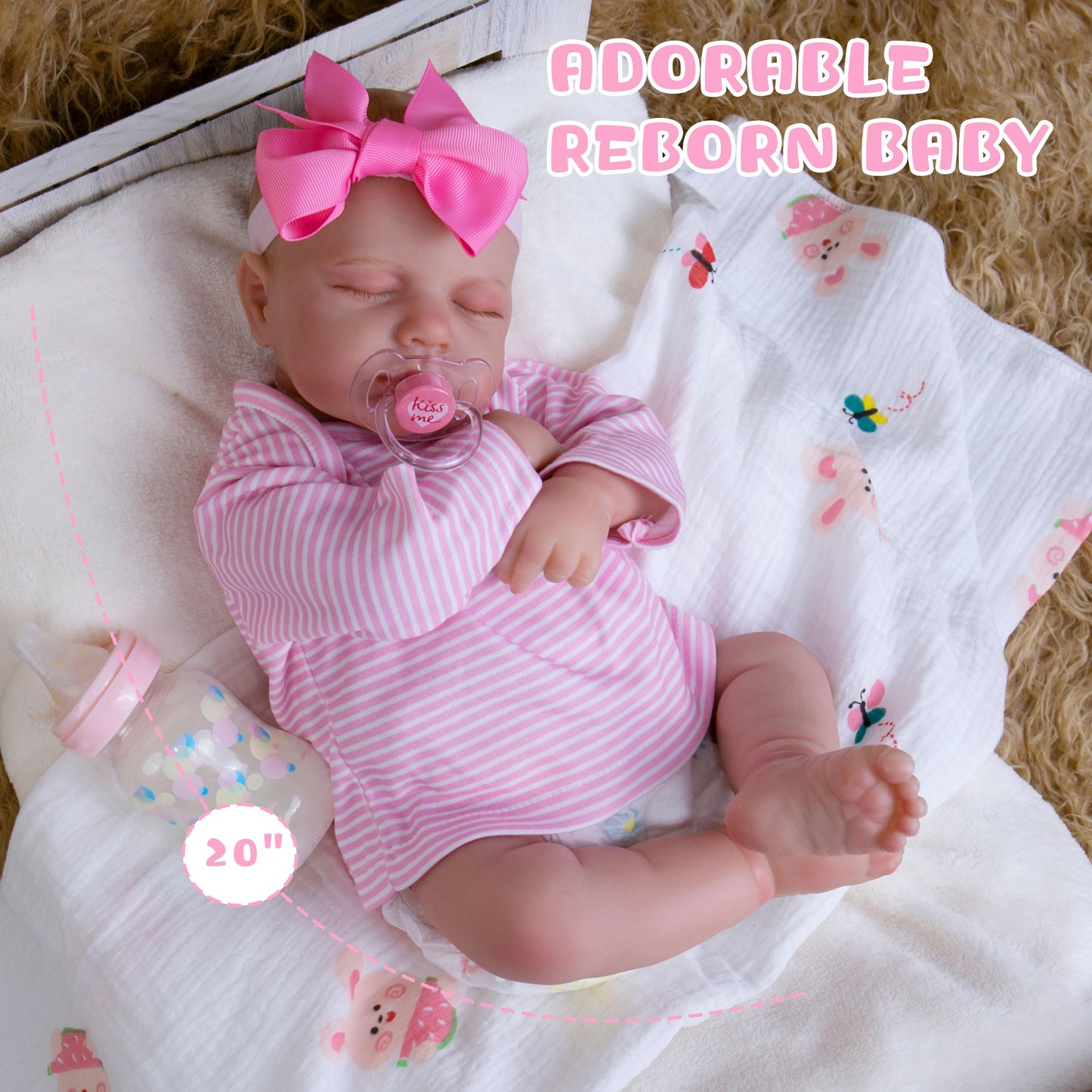 Milidool Lifelike Reborn Baby Doll Girl - 20-Inch with Complete Accessories