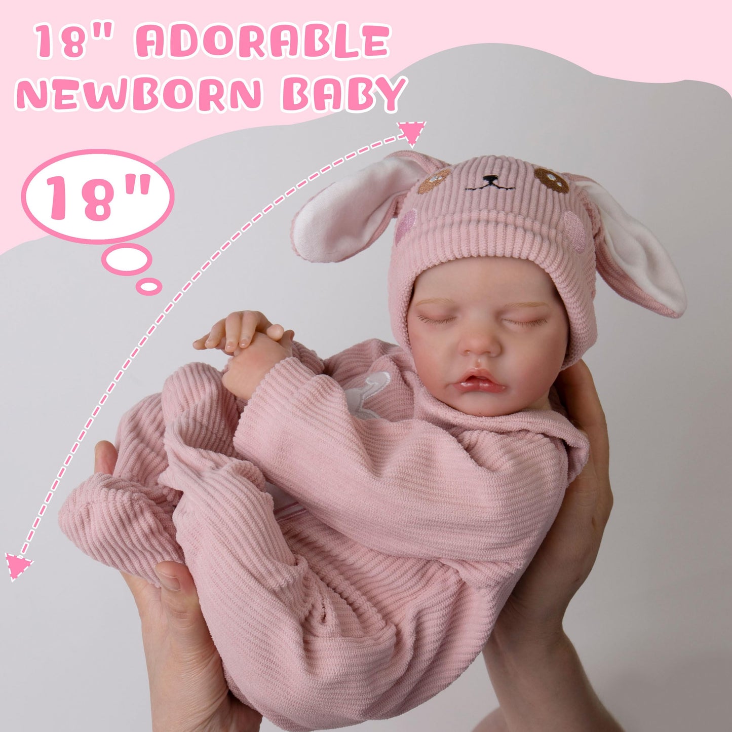 Milidool Lifelike Reborn Baby Dolls – 18-Inch Realistic Poseable Newborn Girl with Gift Box