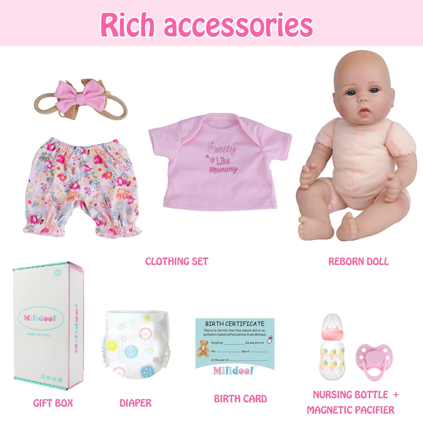 Milidool Lifelike Reborn Baby Doll Girl – 18-Inch Realistic Newborn