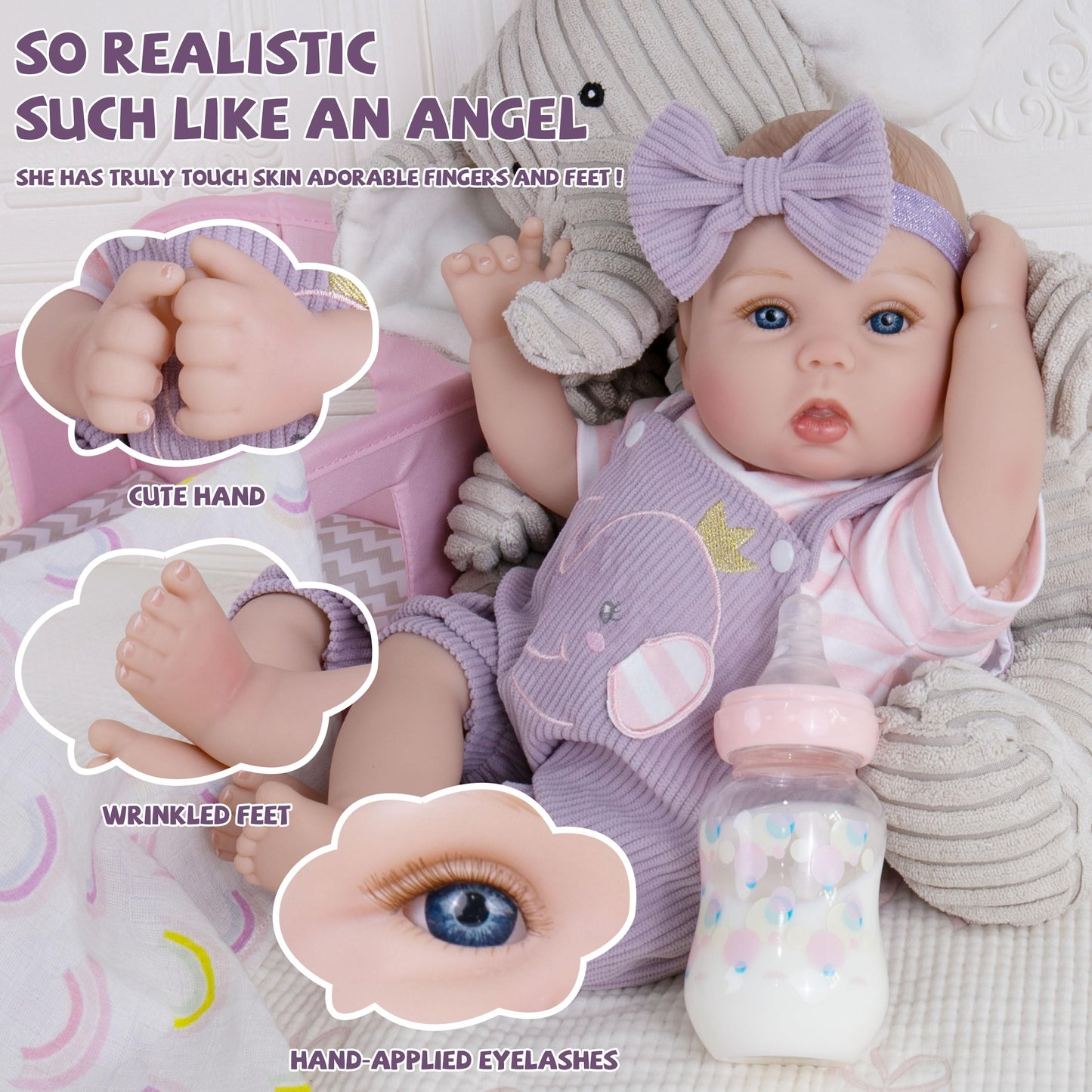 Milidool Lifelike Reborn Baby Doll - 18-Inch Realistic Weighted Girl