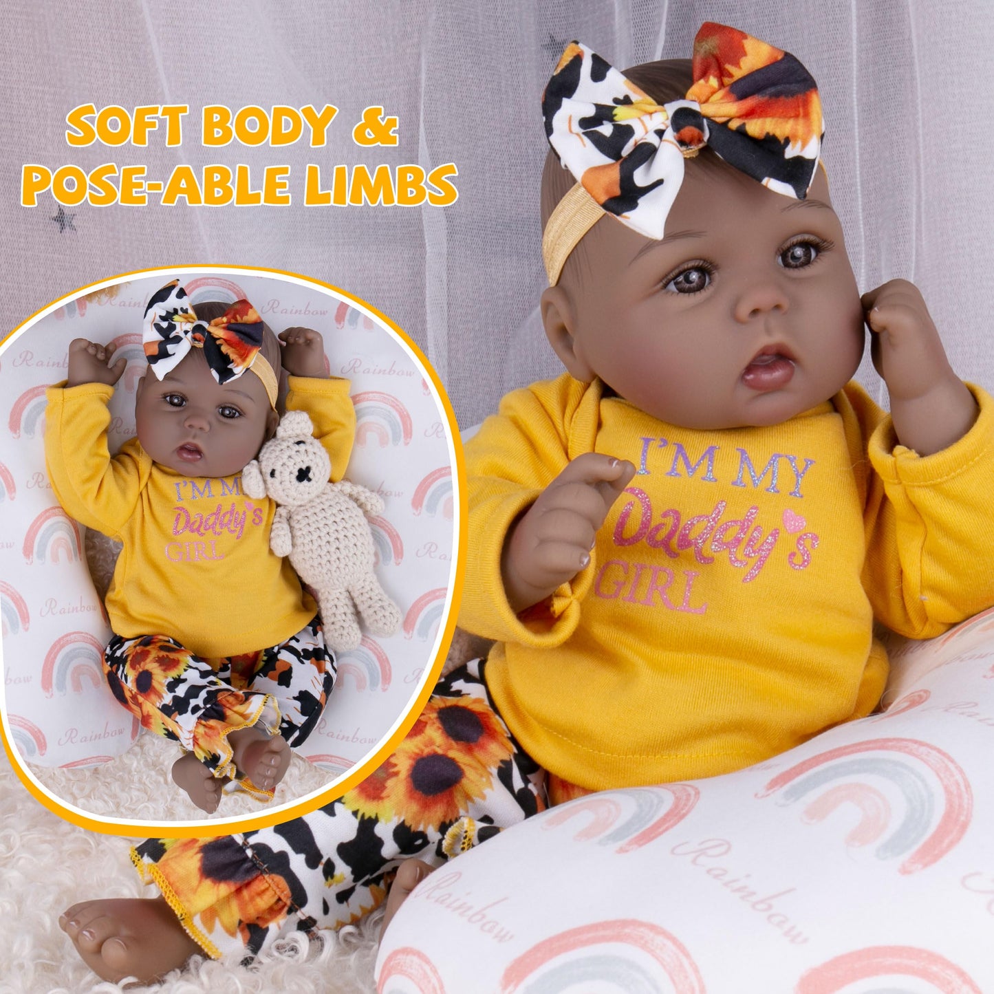 Milidool Lifelike 18in Reborn Baby Doll Girl – Realistic, Weighted, Safe for Kids 3+