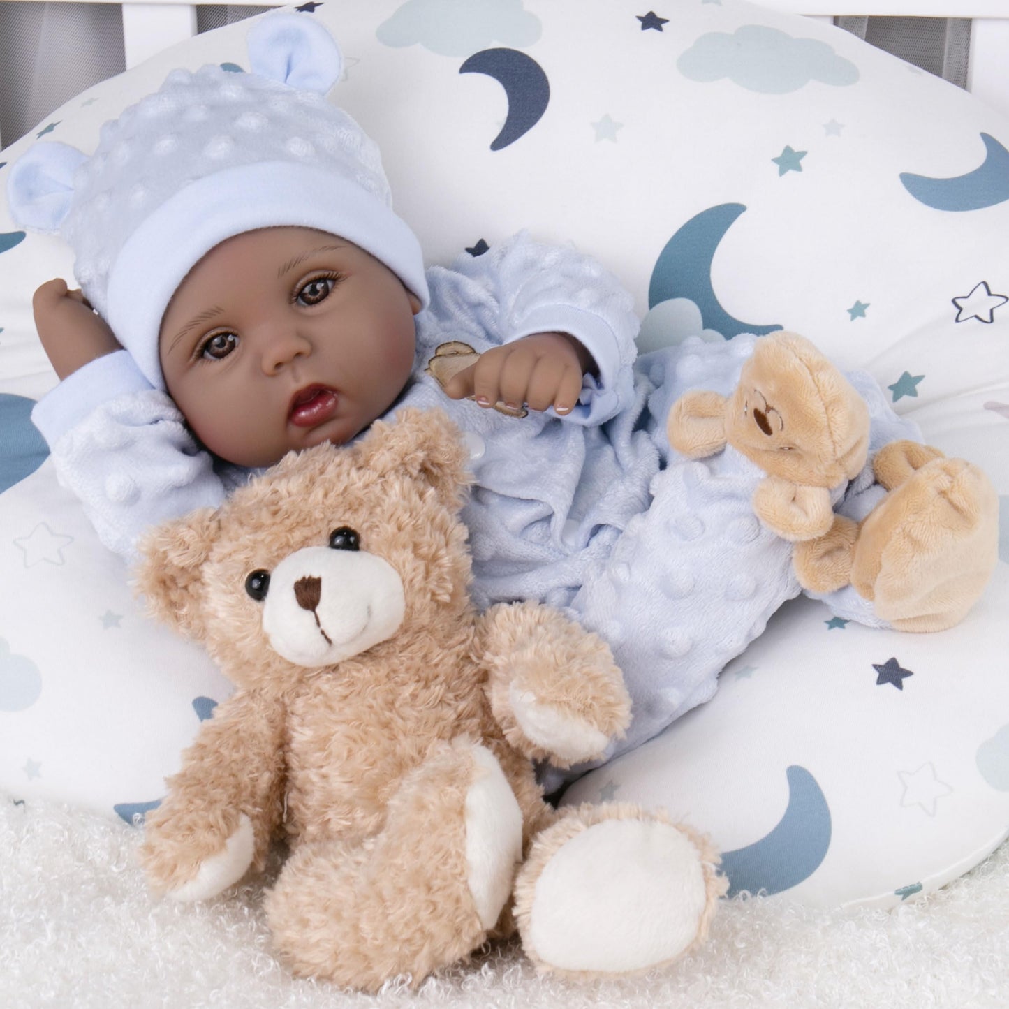 Milidool Black 18-Inch Reborn Baby Doll Boy – Lifelike African American Silicone Infant with Gift Set