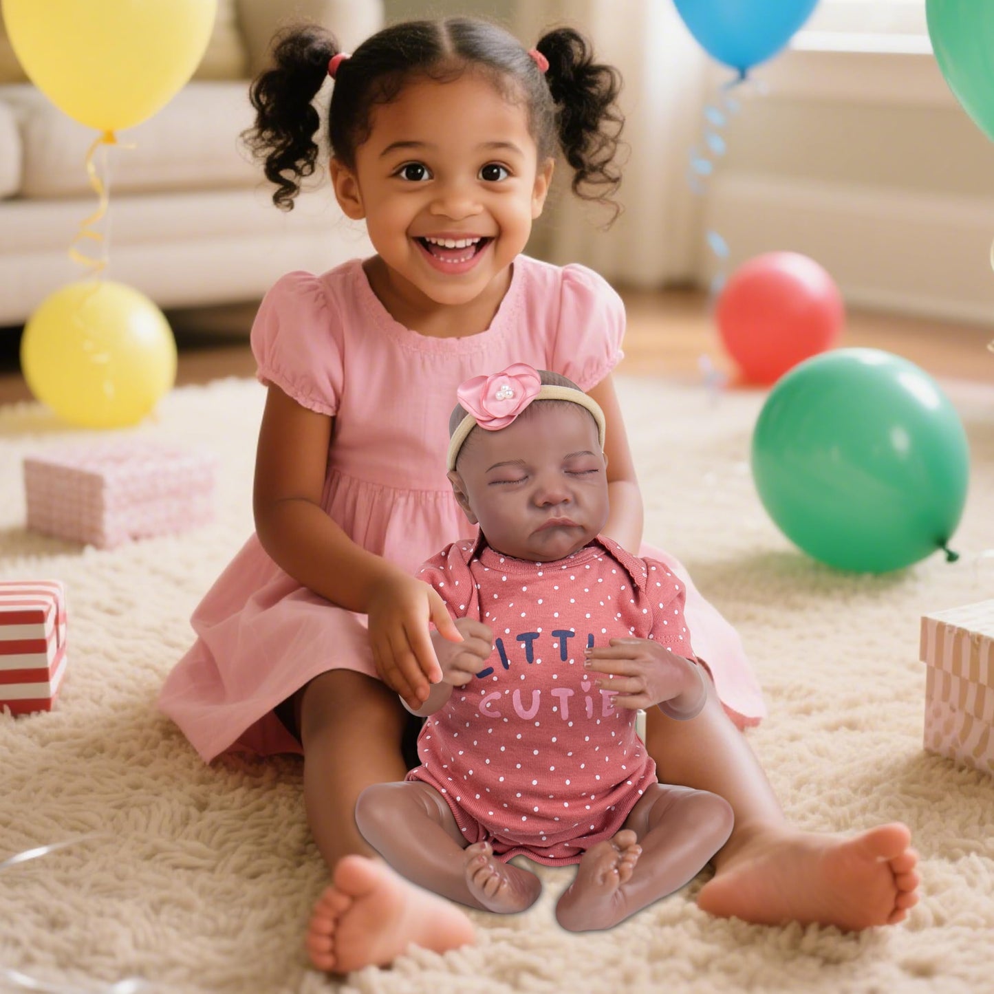 Milidool 18-Inch Reborn Baby Doll – Realistic African American Newborn with Weighted Body & Accessories