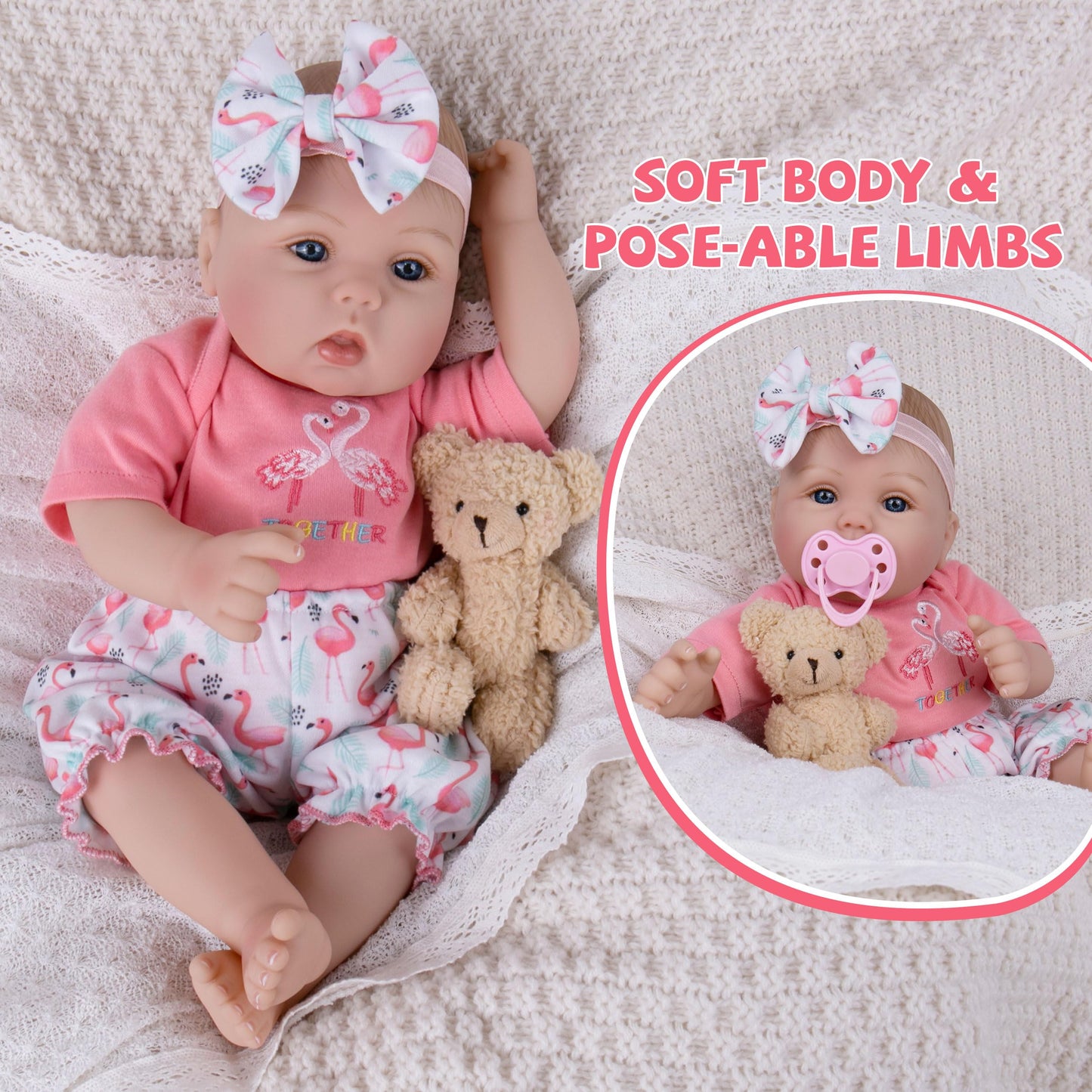 Milidool Realistic Reborn Baby Doll Girl - 18 Inch, Soft Poseable Body, Lifelike Newborn
