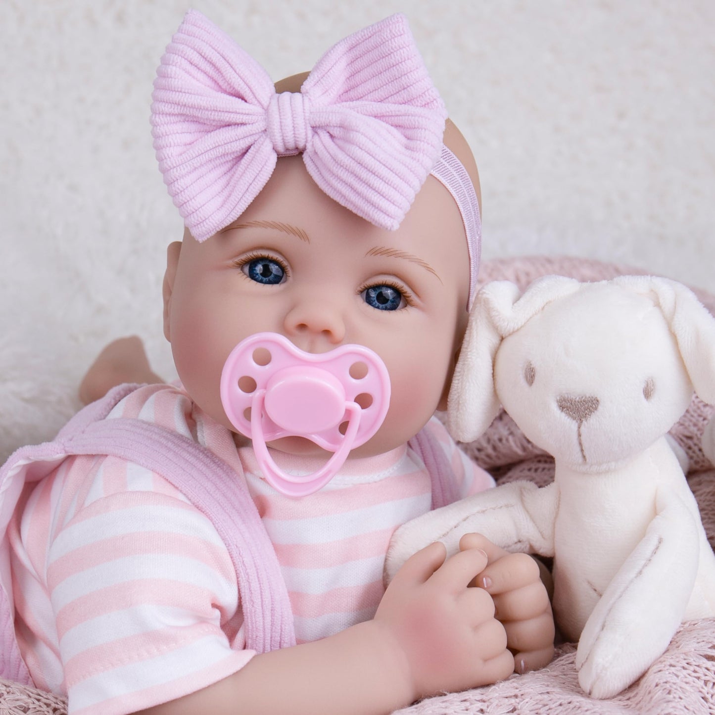 Milidool Lifelike Reborn Baby Doll - 18-Inch Realistic Newborn Girl with Pink Elephant Pattern