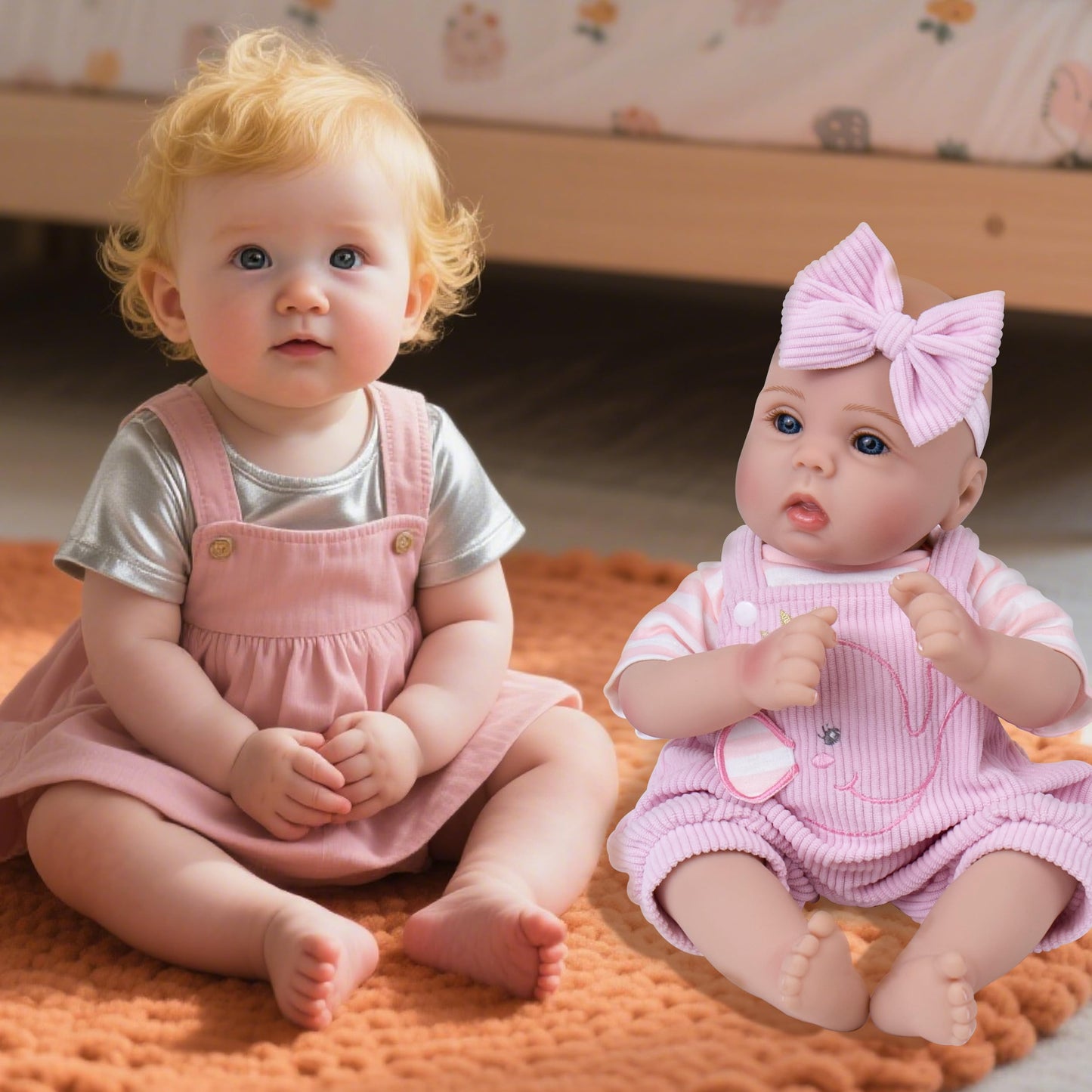 Milidool Lifelike Reborn Baby Doll - 18-Inch Realistic Newborn Girl with Pink Elephant Pattern
