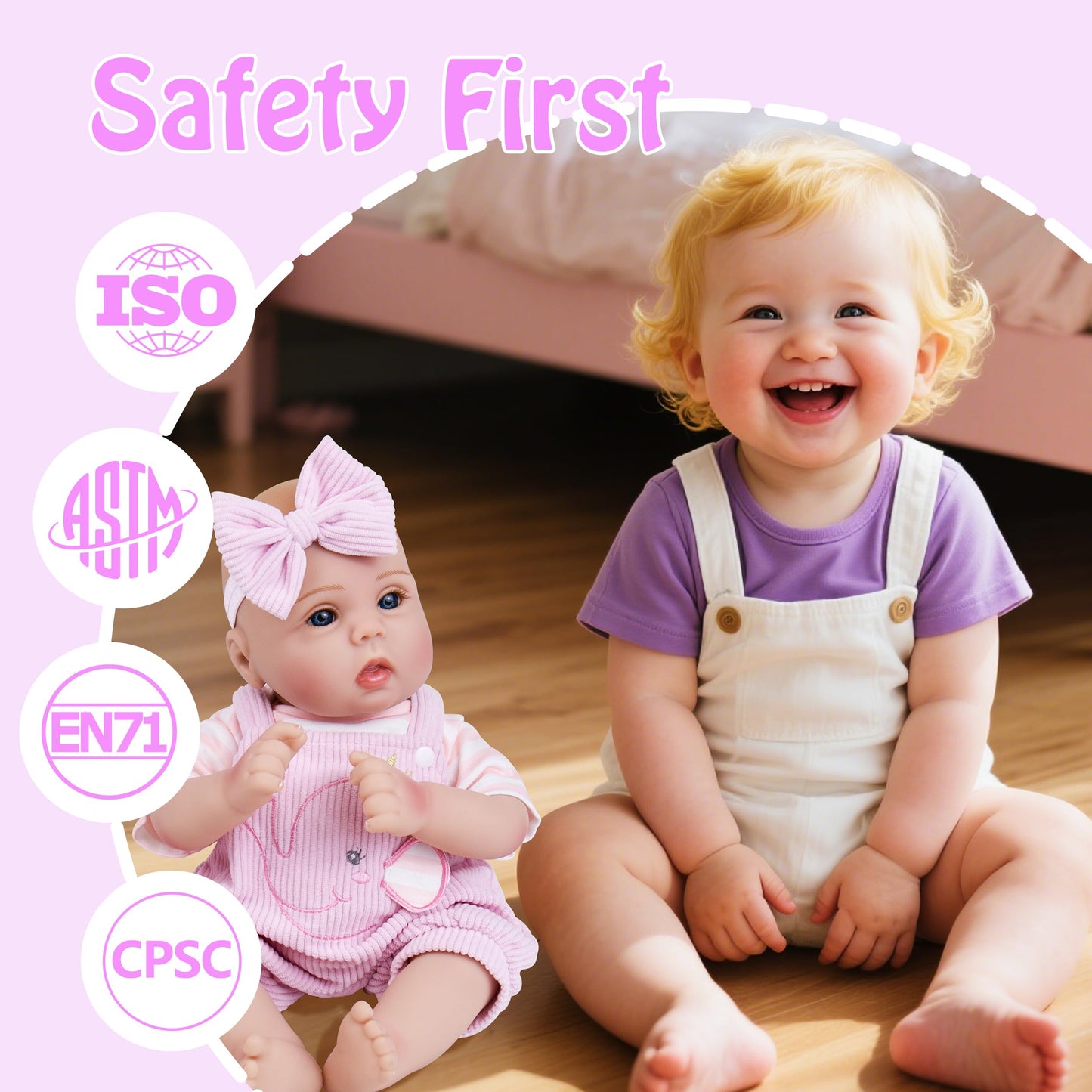 Milidool Lifelike Reborn Baby Doll - 18-Inch Realistic Newborn Girl with Pink Elephant Pattern