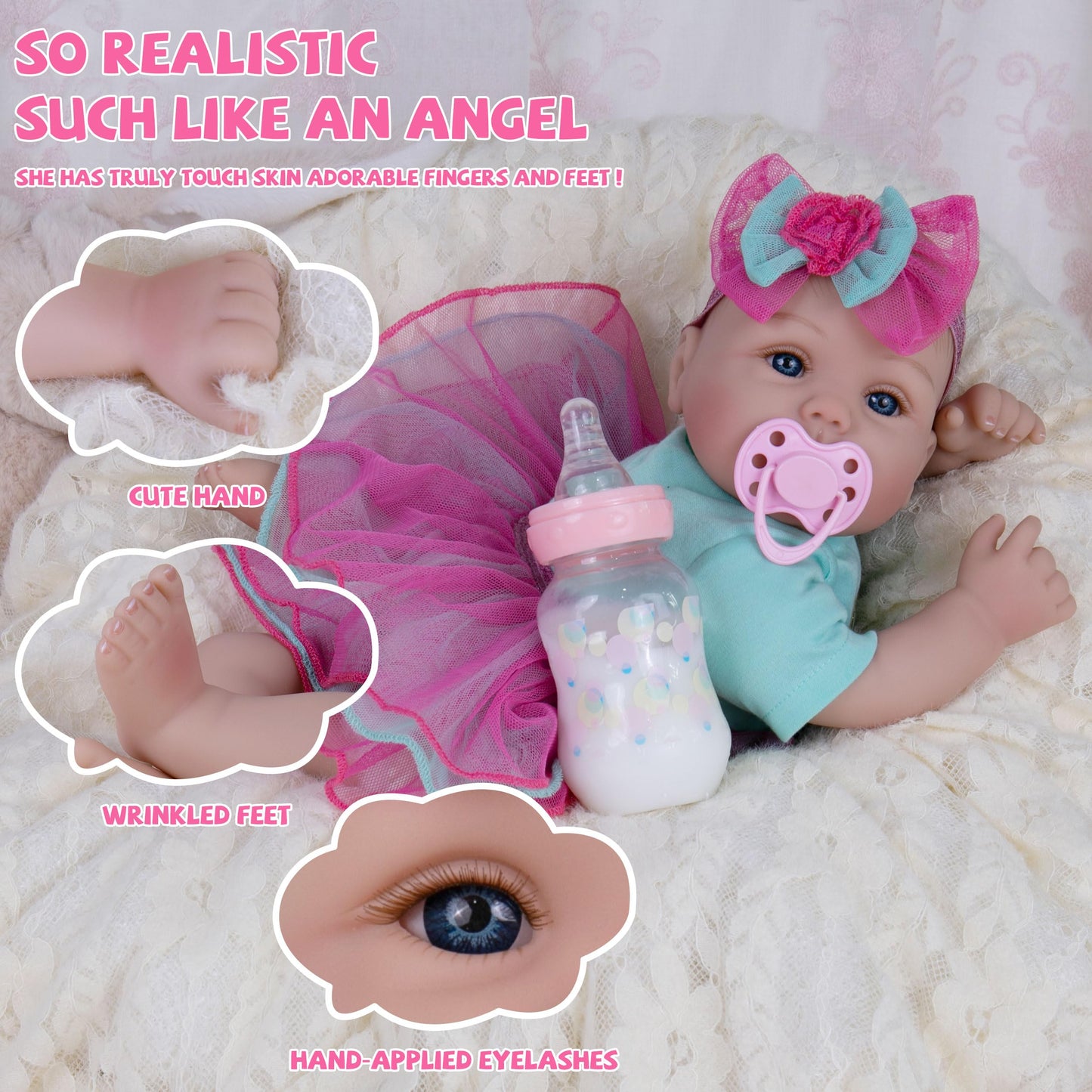 Milidool Lifelike Reborn Baby Doll 18-Inch – Soft Weighted Body Gift Set for Kids 3+