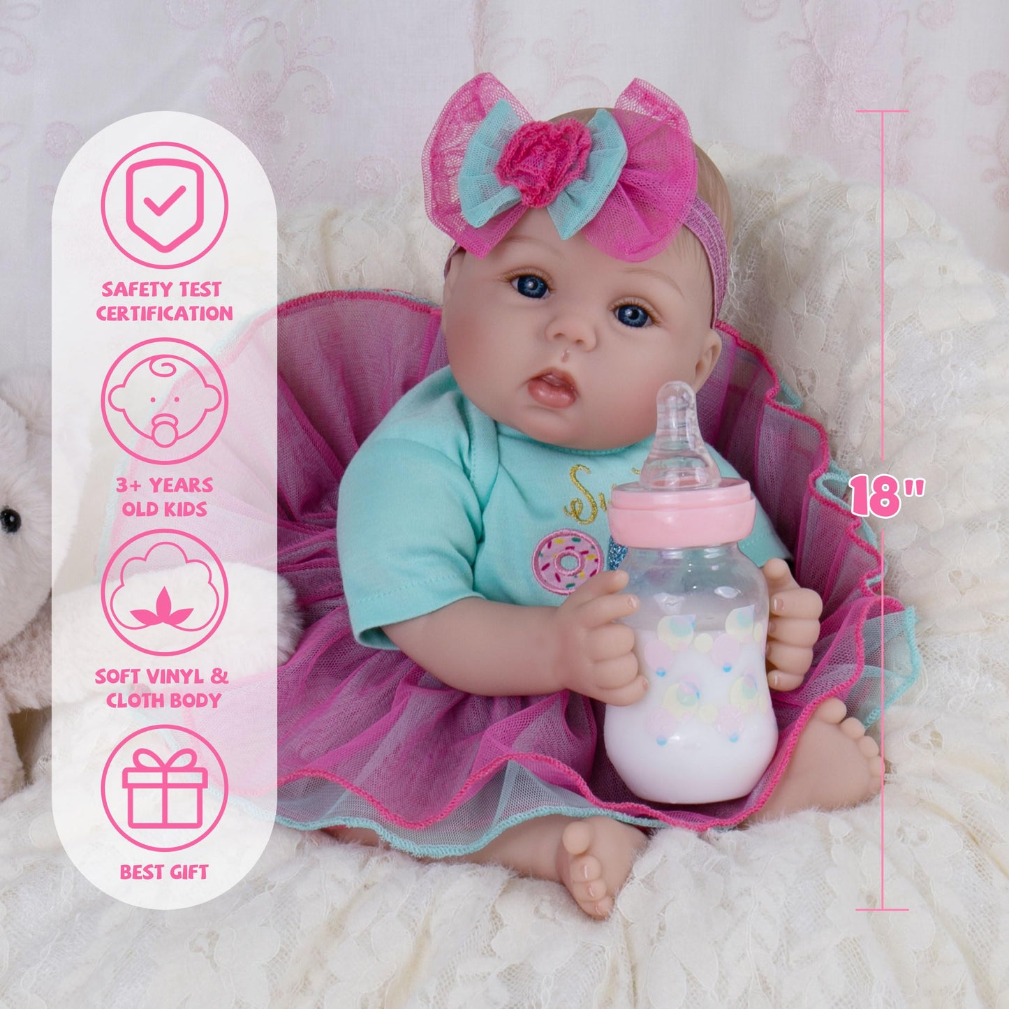 Milidool Lifelike Reborn Baby Doll 18-Inch – Soft Weighted Body Gift Set for Kids 3+