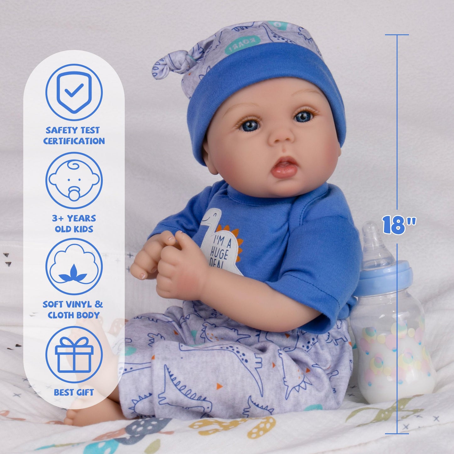 Milidool Lifelike Reborn Baby Doll Boy – 18-Inch Soft Vinyl, Weighted Body, Gift-Ready