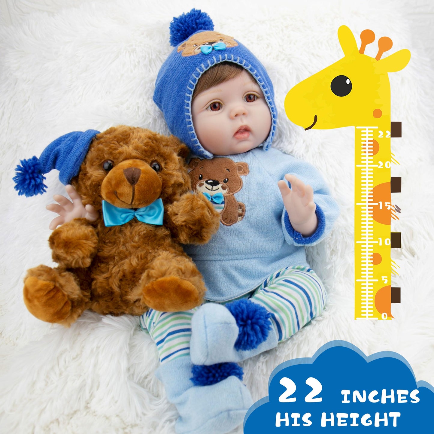 Milidool Lifelike Reborn Baby Doll - 22-Inch Realistic Soft Body Boy with Gift Box & Accessories