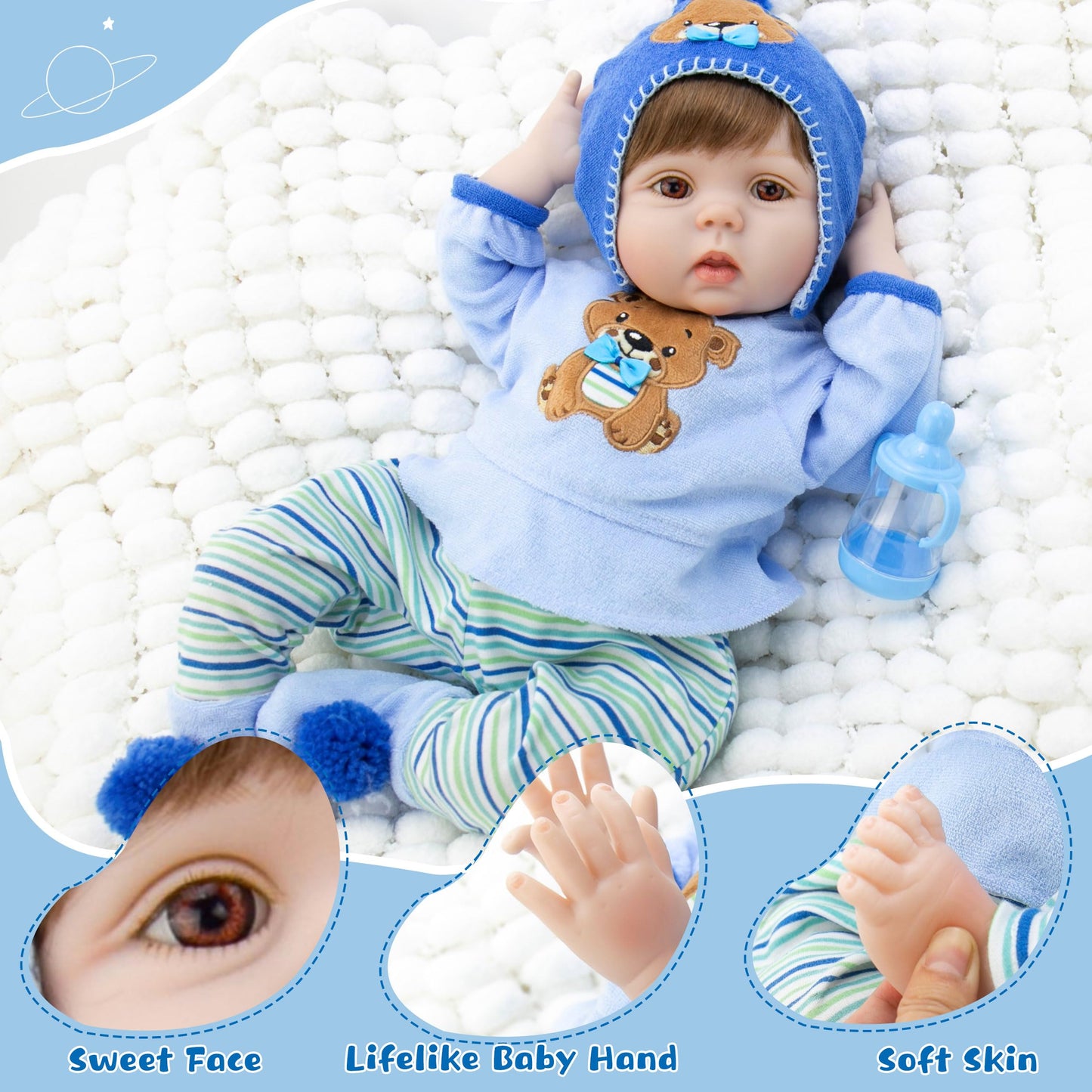 Milidool Lifelike Reborn Baby Doll - 22-Inch Realistic Soft Body Boy with Gift Box & Accessories