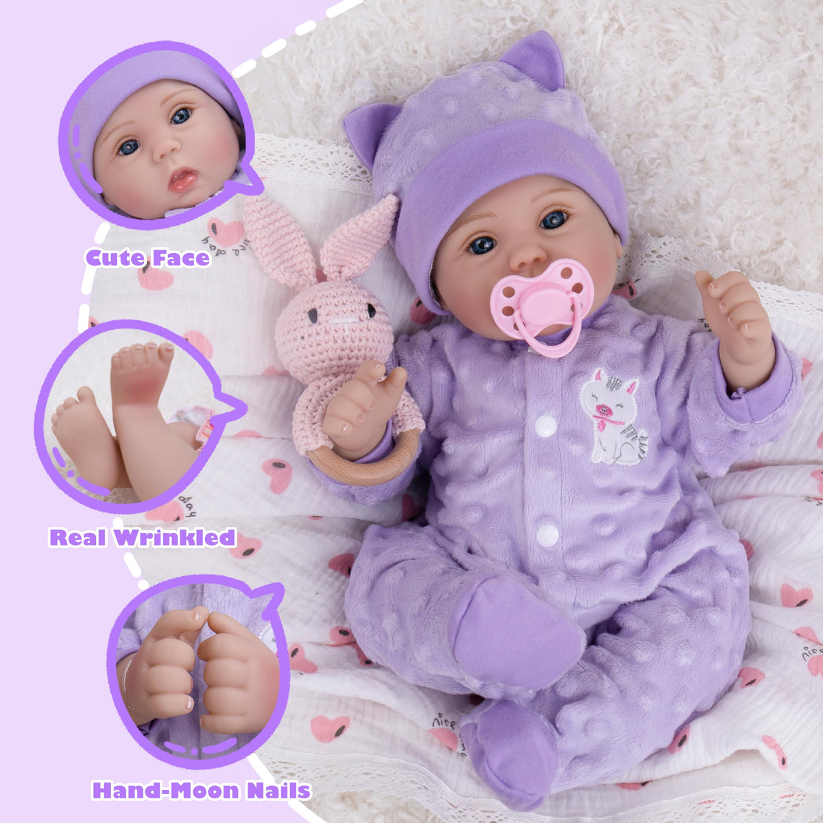 Milidool Lifelike Reborn Baby Doll Girl 18in – Realistic Newborn, Gift for Ages 3+