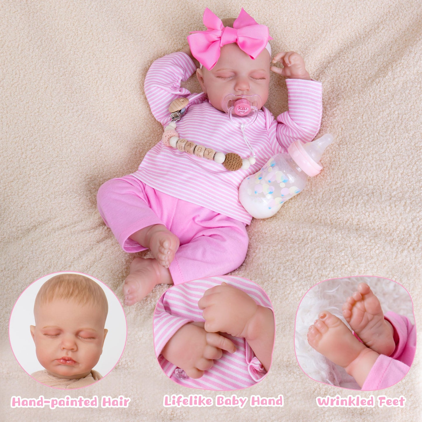 Milidool Lifelike Reborn Baby Doll Girl - 20-Inch with Complete Accessories