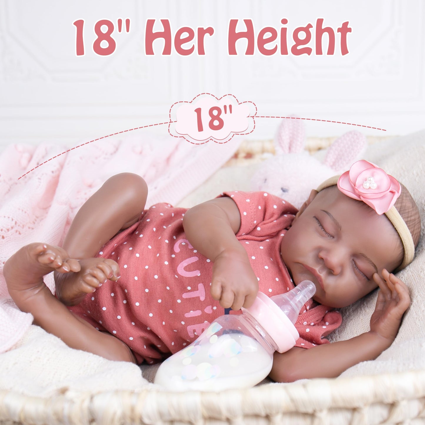 Milidool 18-Inch Reborn Baby Doll – Realistic African American Newborn with Weighted Body & Accessories