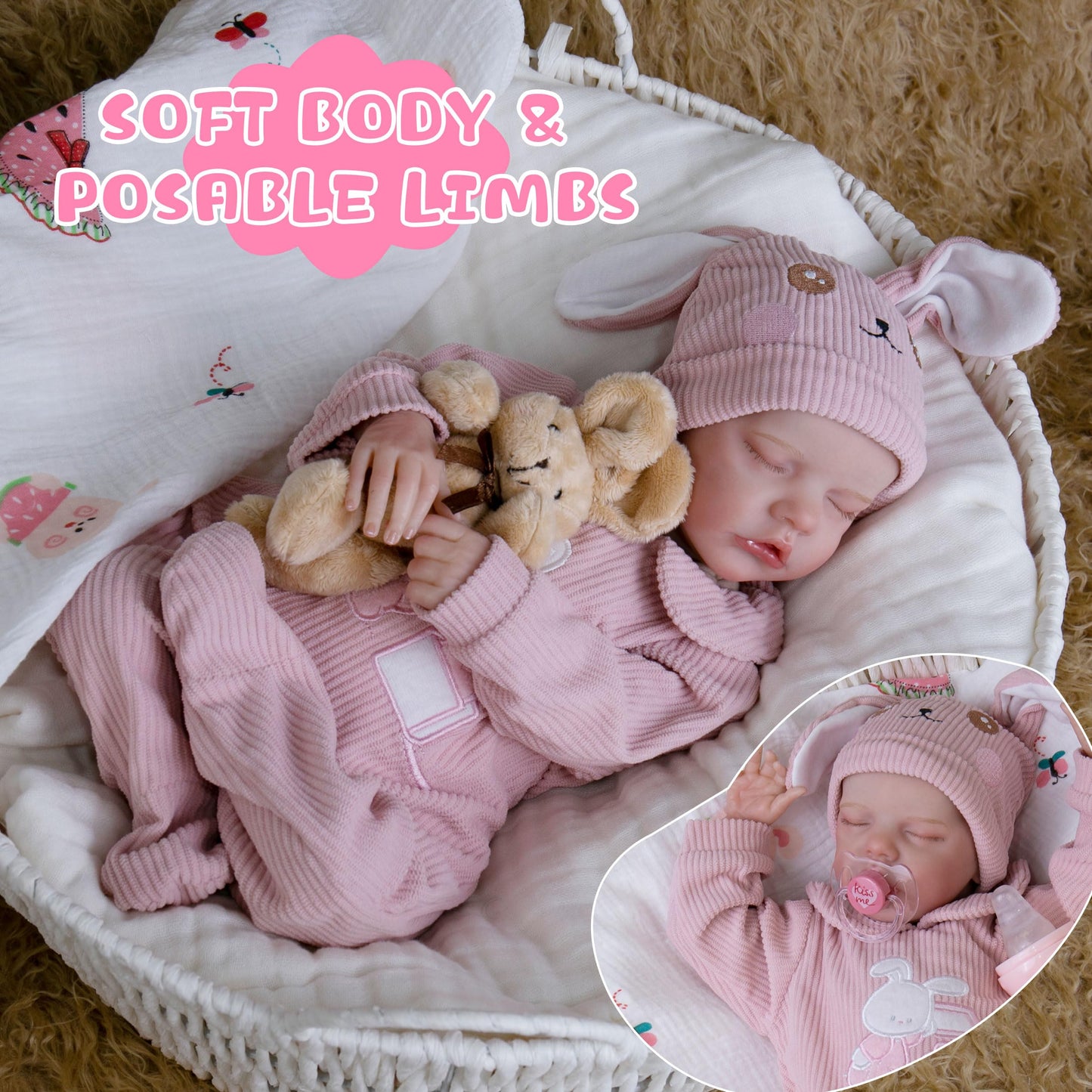 Milidool Lifelike Reborn Baby Dolls – 18-Inch Realistic Poseable Newborn Girl with Gift Box