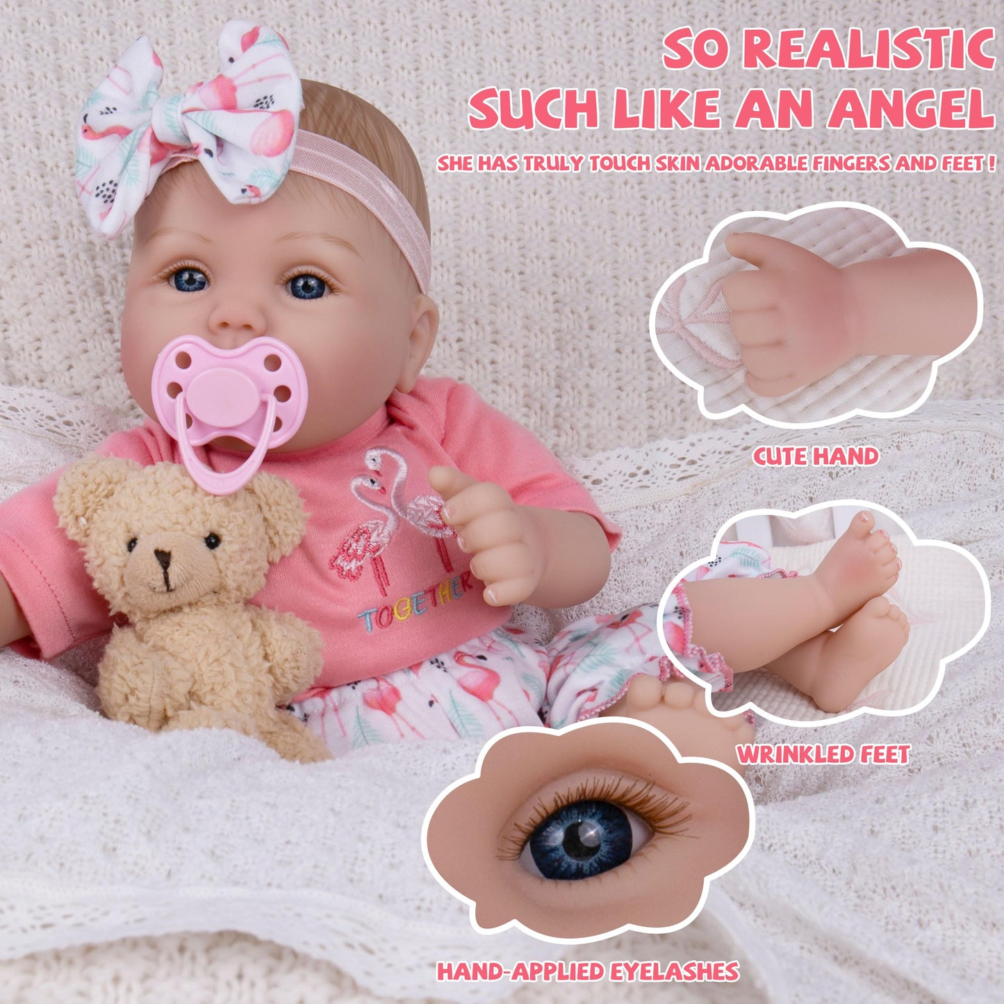 Milidool Realistic Reborn Baby Doll Girl - 18 Inch, Soft Poseable Body, Lifelike Newborn