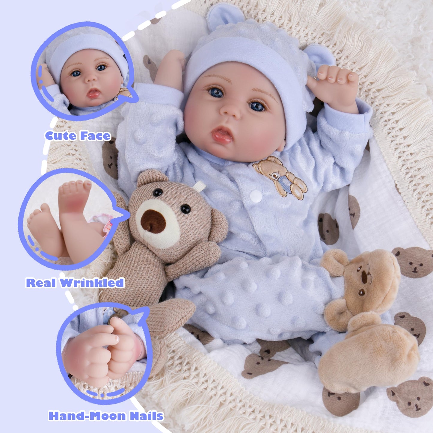 Milidool Lifelike Reborn Baby Doll Boy - 18-Inch Soft Body Realistic Newborn Doll for Kids 3+