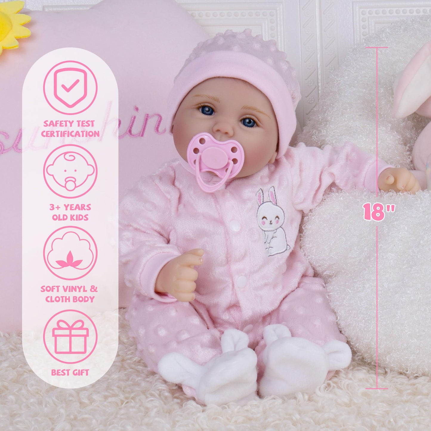 Milidool Reborn Baby Doll 18in – Lifelike Realistic Newborn Girl with Complete Accessories