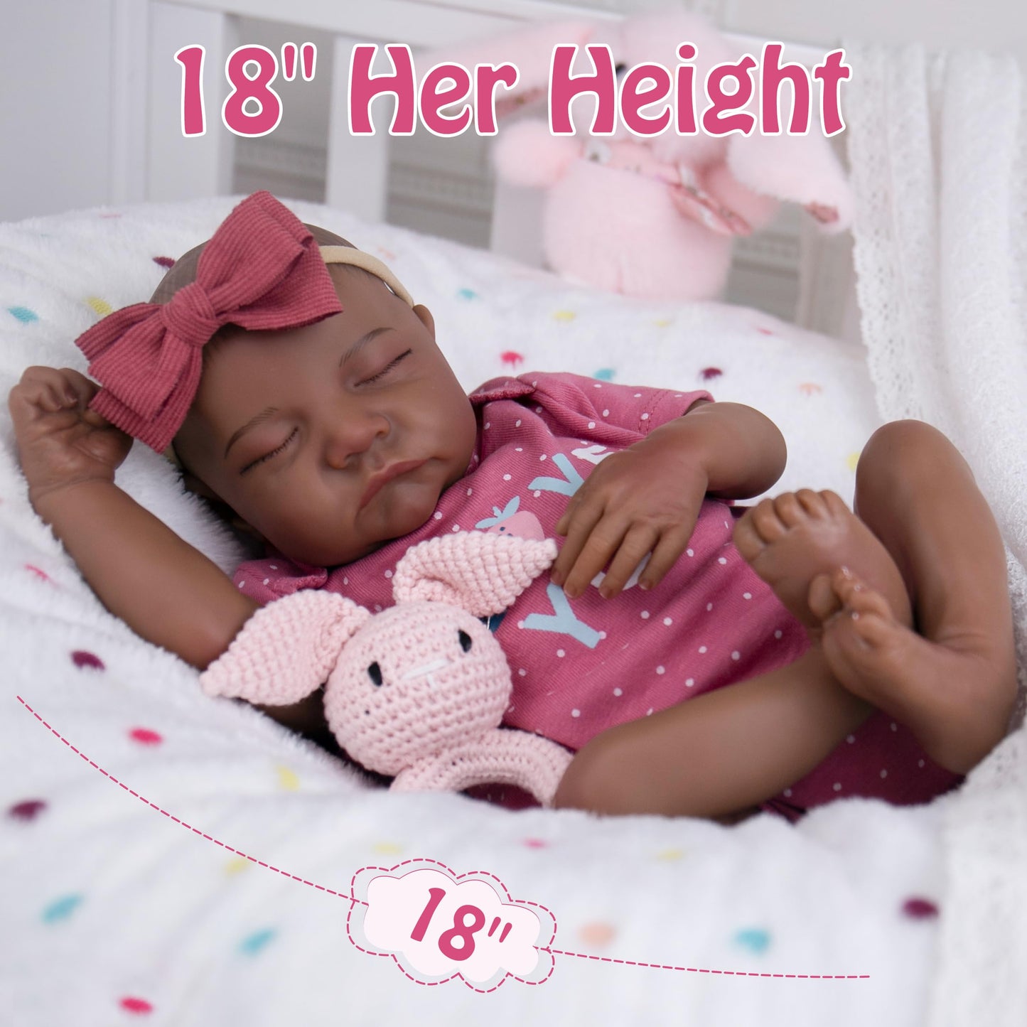 Milidool Reborn Baby Doll 18-Inch Black Girl – Realistic Lifelike Vinyl Doll