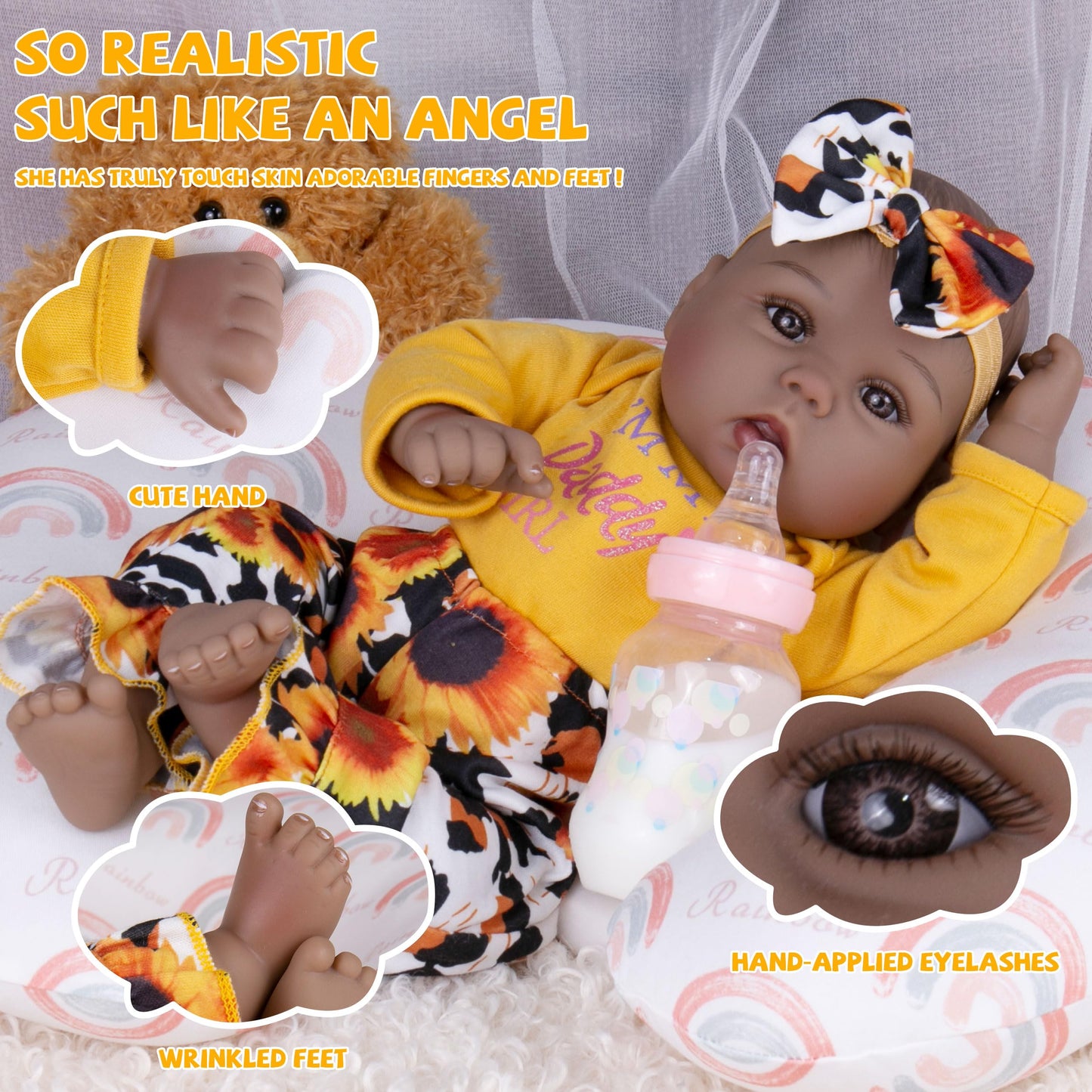 Milidool Lifelike 18in Reborn Baby Doll Girl – Realistic, Weighted, Safe for Kids 3+