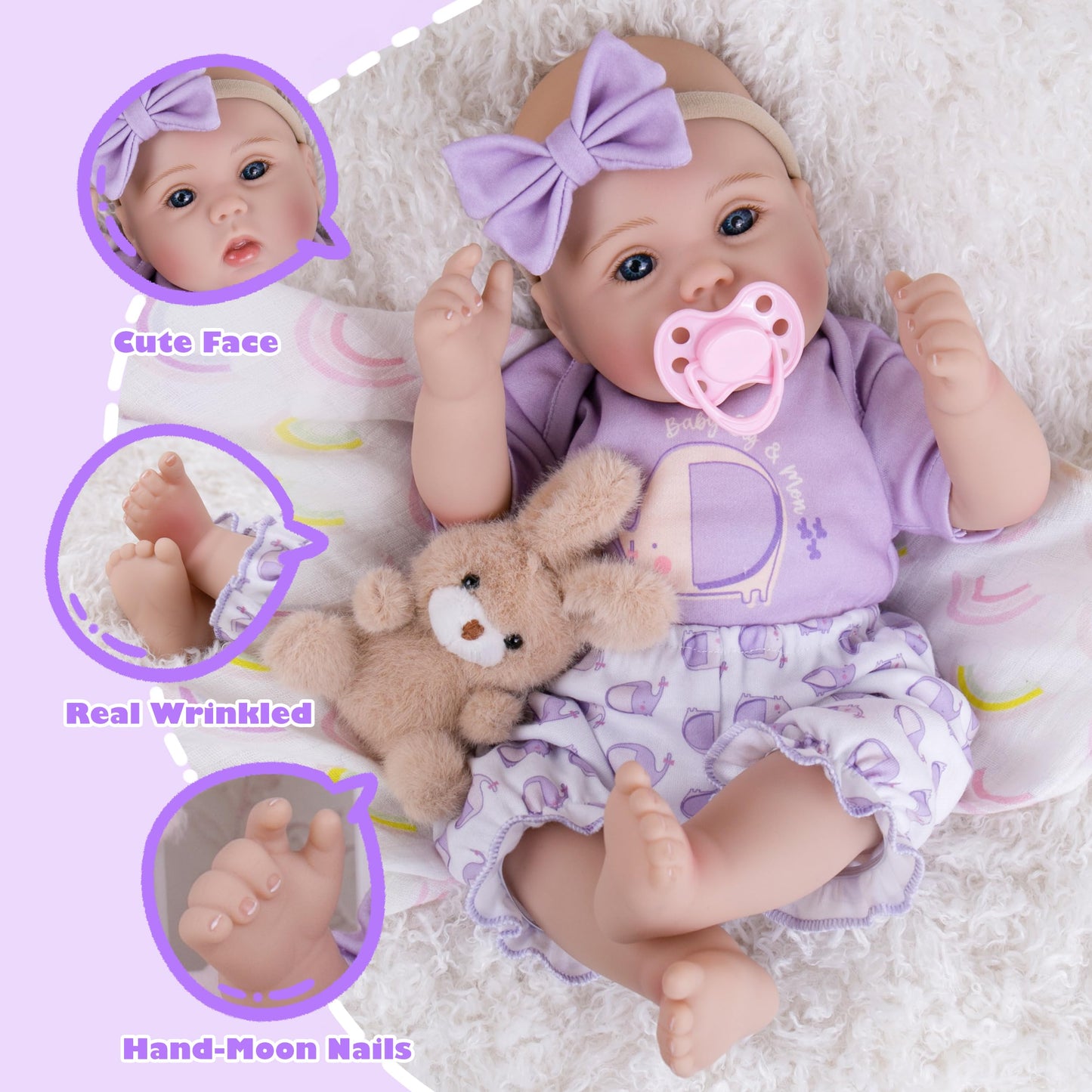 Milidool Lifelike Reborn Baby Doll Girl - 18-Inch Realistic Newborn with Soft Cloth Body