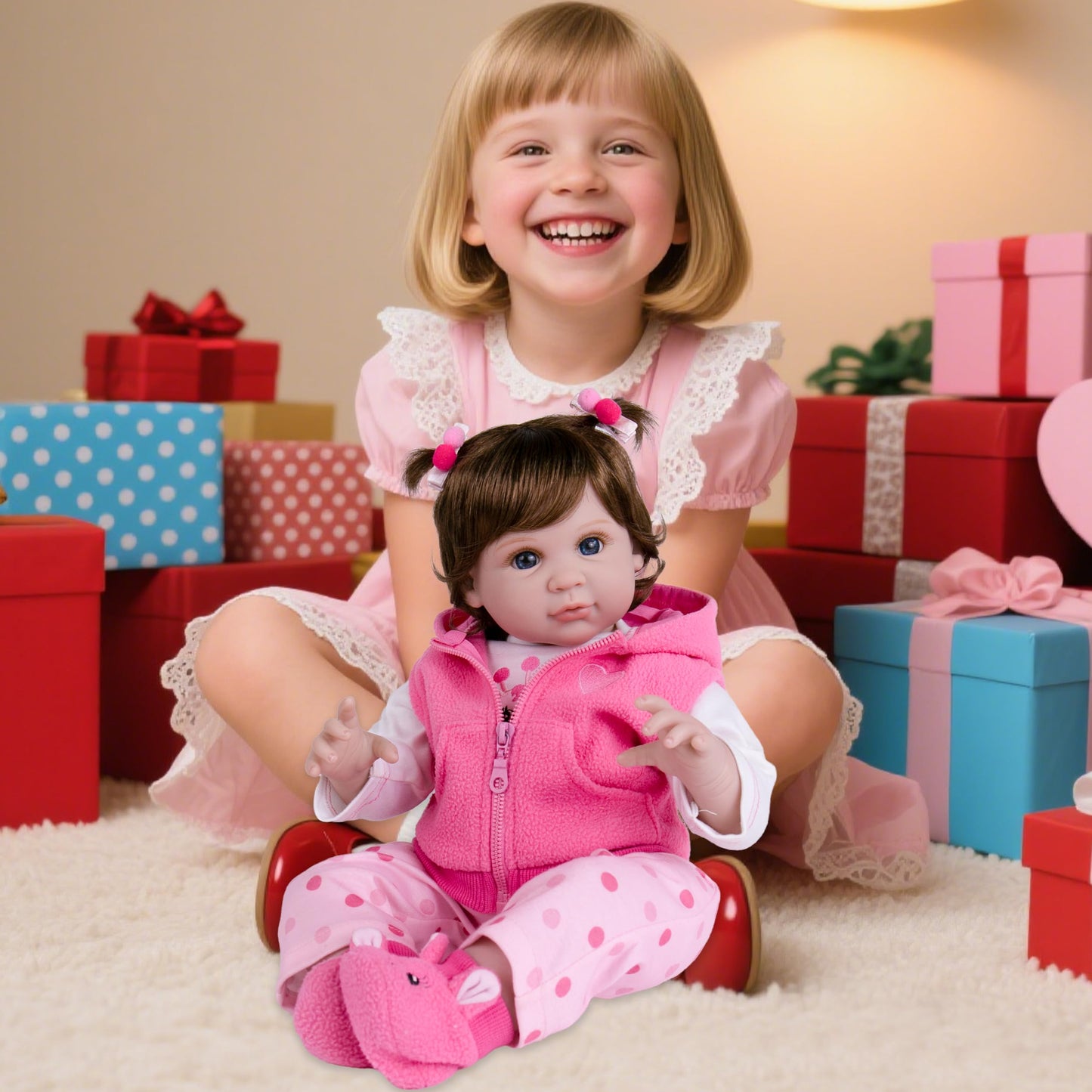 Milidool Lifelike 22-Inch Reborn Baby Doll Girl – Weighted Soft Body with 7-Piece Gift Set