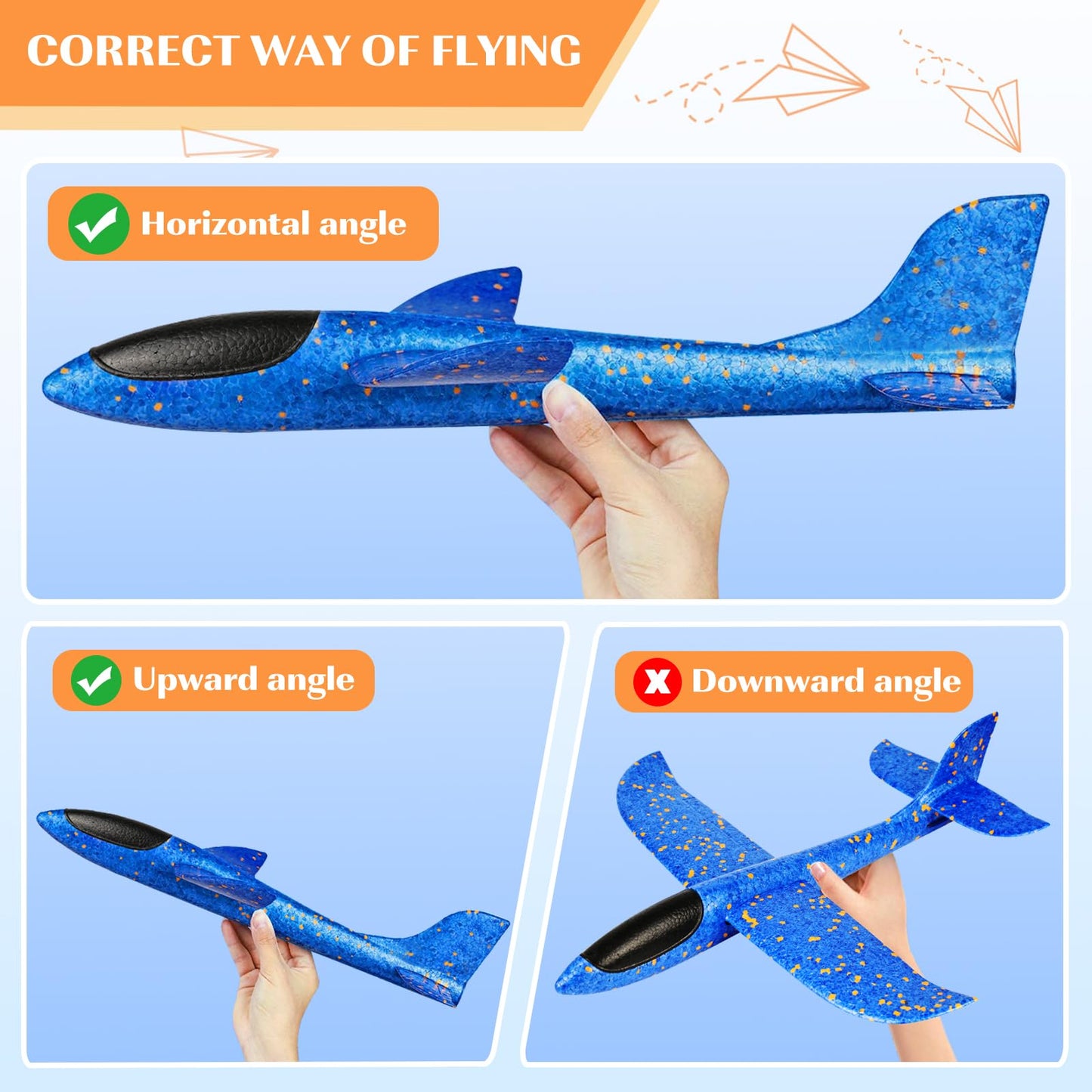 Milifox 2 Pcs Foam Airplanes for Kids — 13.3'' Throwing Foam Glider Planes