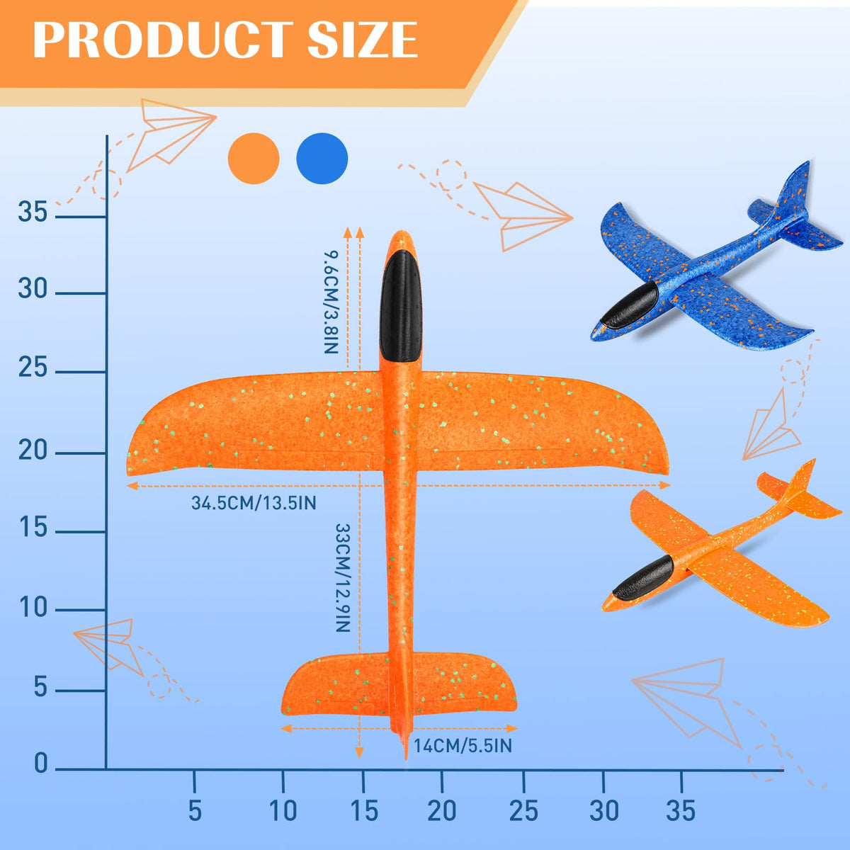 Milifox 2 Pcs Foam Airplanes for Kids — 13.3'' Throwing Foam Glider Planes