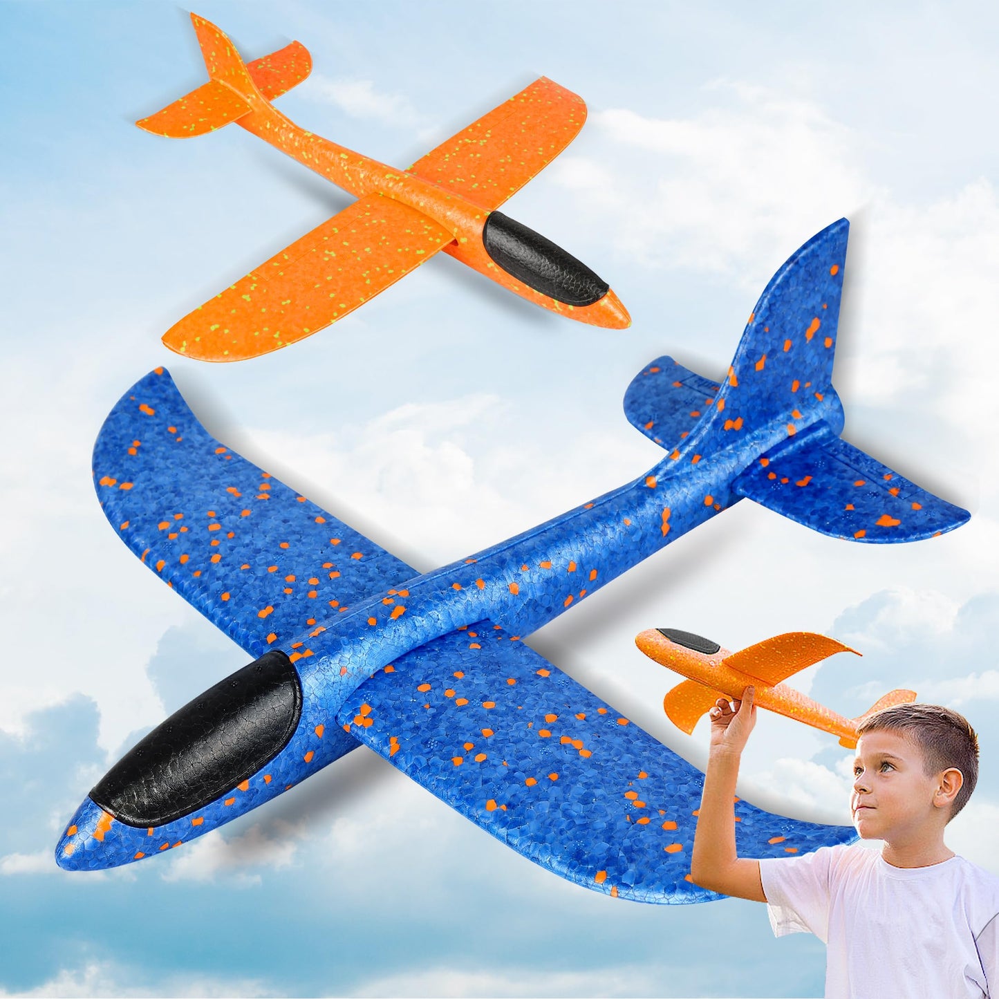 Milifox 2 Pcs Foam Airplanes for Kids — 13.3'' Throwing Foam Glider Planes
