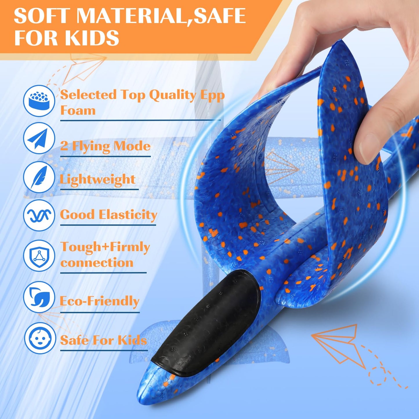 Milifox 2 Pcs Foam Airplanes for Kids — 13.3'' Throwing Foam Glider Planes
